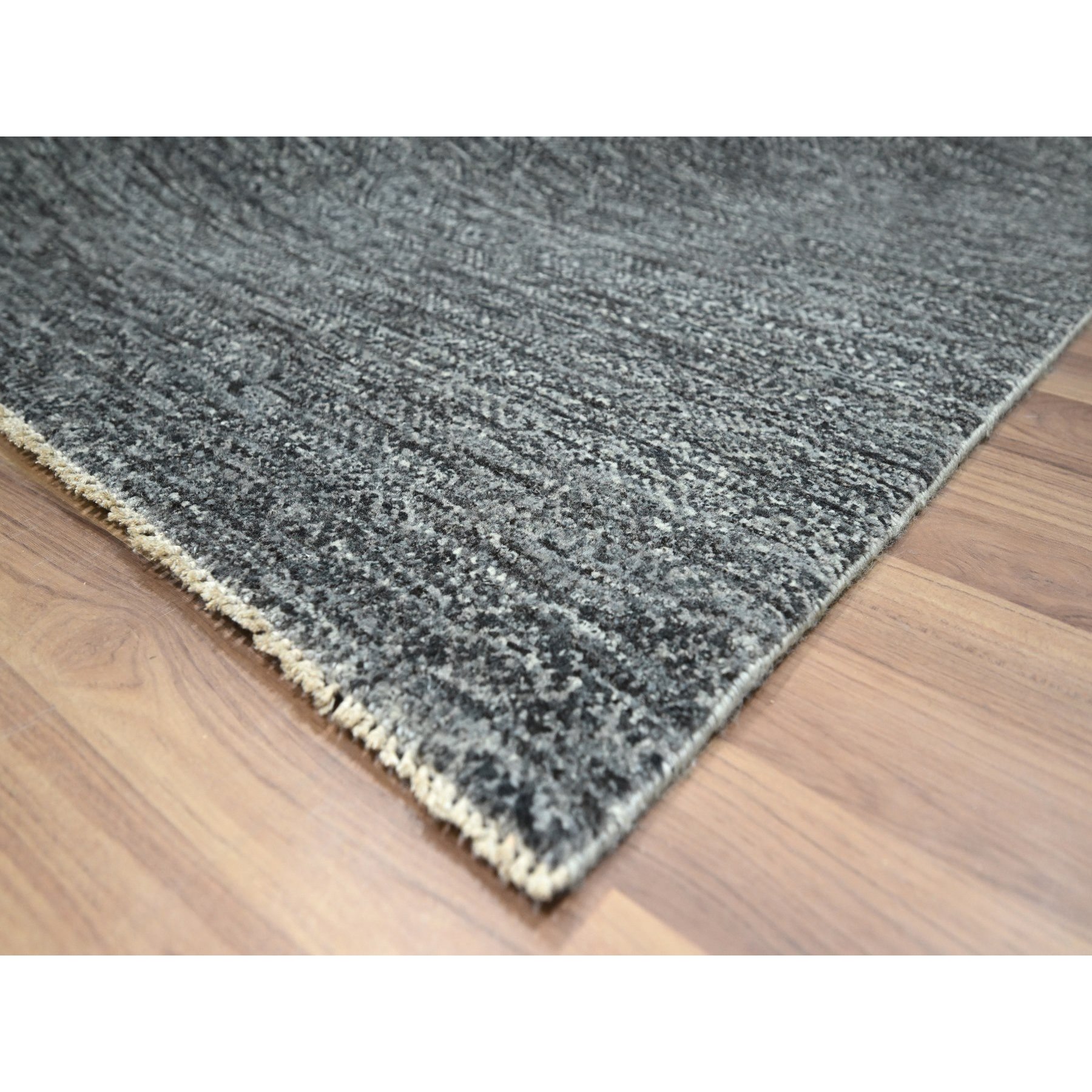 9'1"x11'10" Nevada Gray, Kohinoor Herat with Small Geometric Repetitive Diamond Pattern, Soft Wool, Tone On Tone, Hand Knotted, Oriental Rug Sh76388