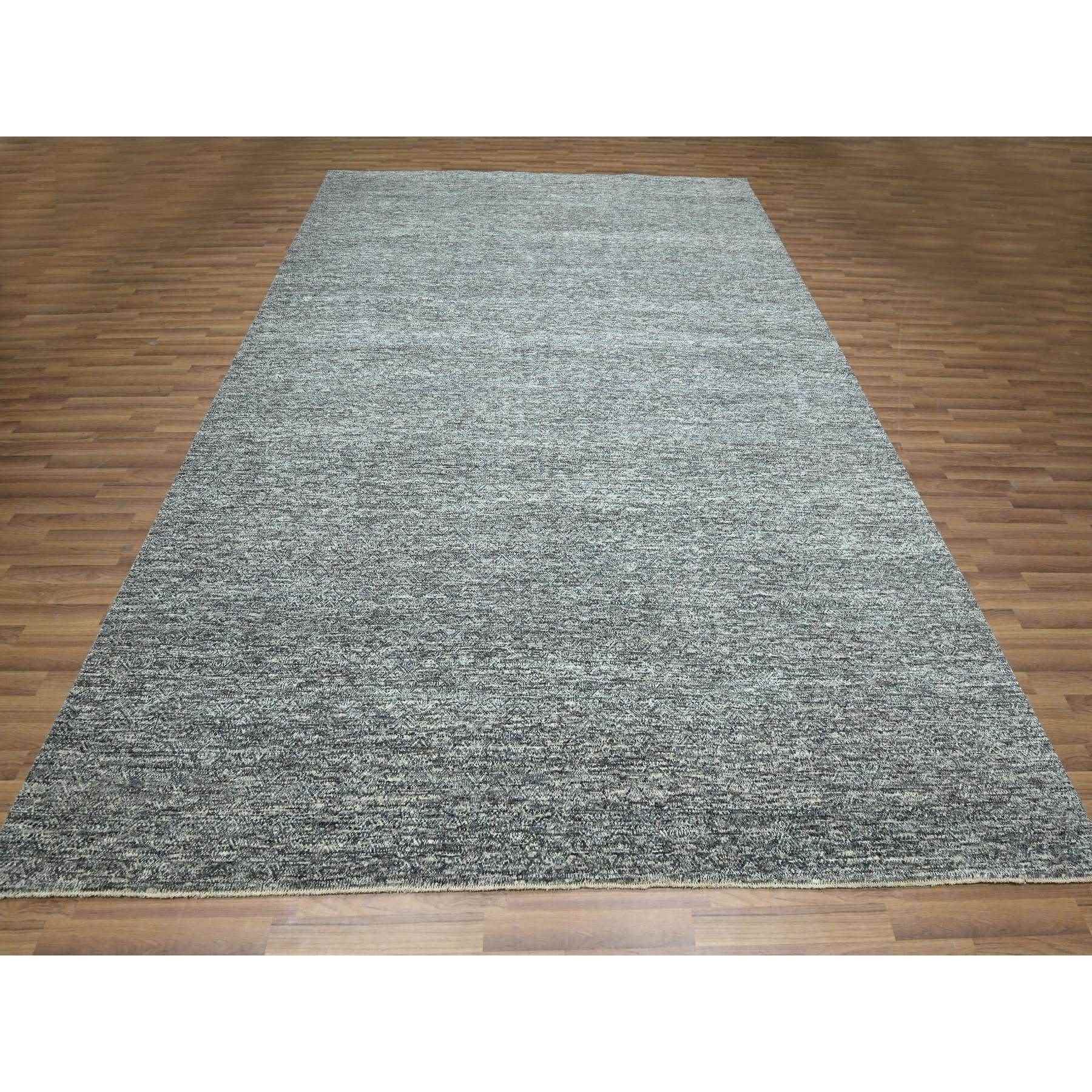 9'x12'1" Nickel Gray, Kohinoor Herat with Small Geometric Repetitive Diamond Design, Pure Wool, Soft Pile, Tone On Tone, Hand Knotted, Oriental Rug Sh76389