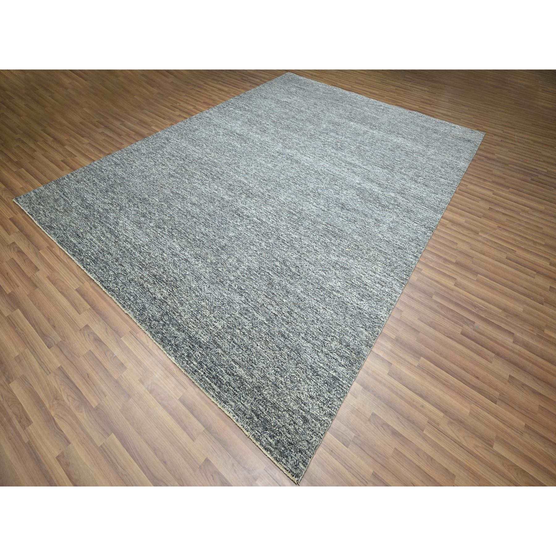 9'x12'1" Nickel Gray, Kohinoor Herat with Small Geometric Repetitive Diamond Design, Pure Wool, Soft Pile, Tone On Tone, Hand Knotted, Oriental Rug Sh76389