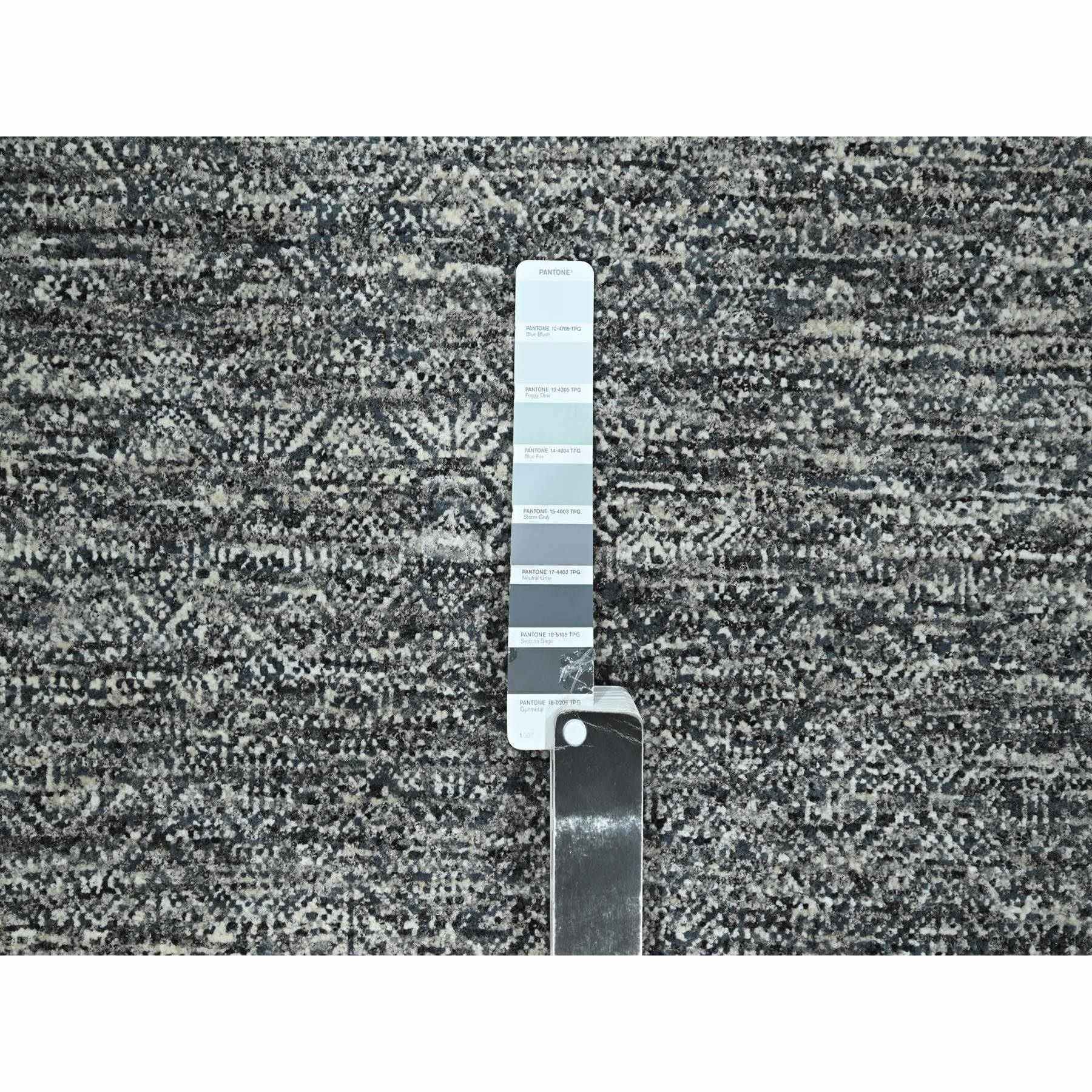 9'x12'1" Nickel Gray, Kohinoor Herat with Small Geometric Repetitive Diamond Design, Pure Wool, Soft Pile, Tone On Tone, Hand Knotted, Oriental Rug Sh76389