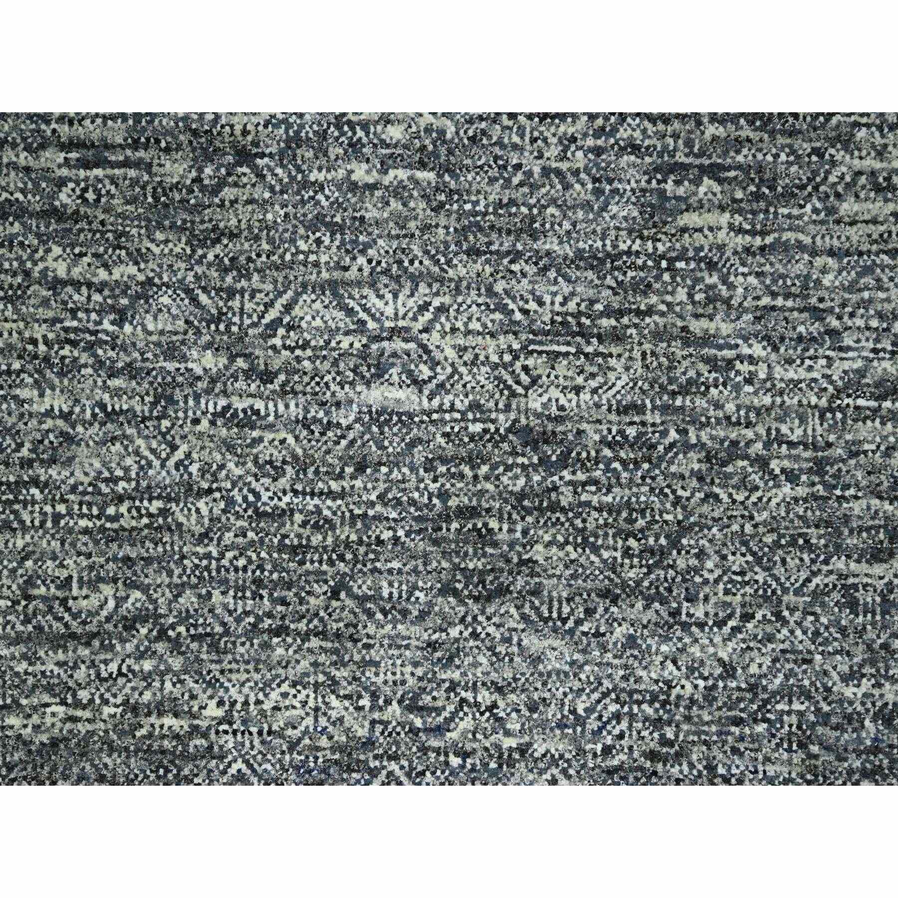 9'x12'1" Nickel Gray, Kohinoor Herat with Small Geometric Repetitive Diamond Design, Pure Wool, Soft Pile, Tone On Tone, Hand Knotted, Oriental Rug Sh76389