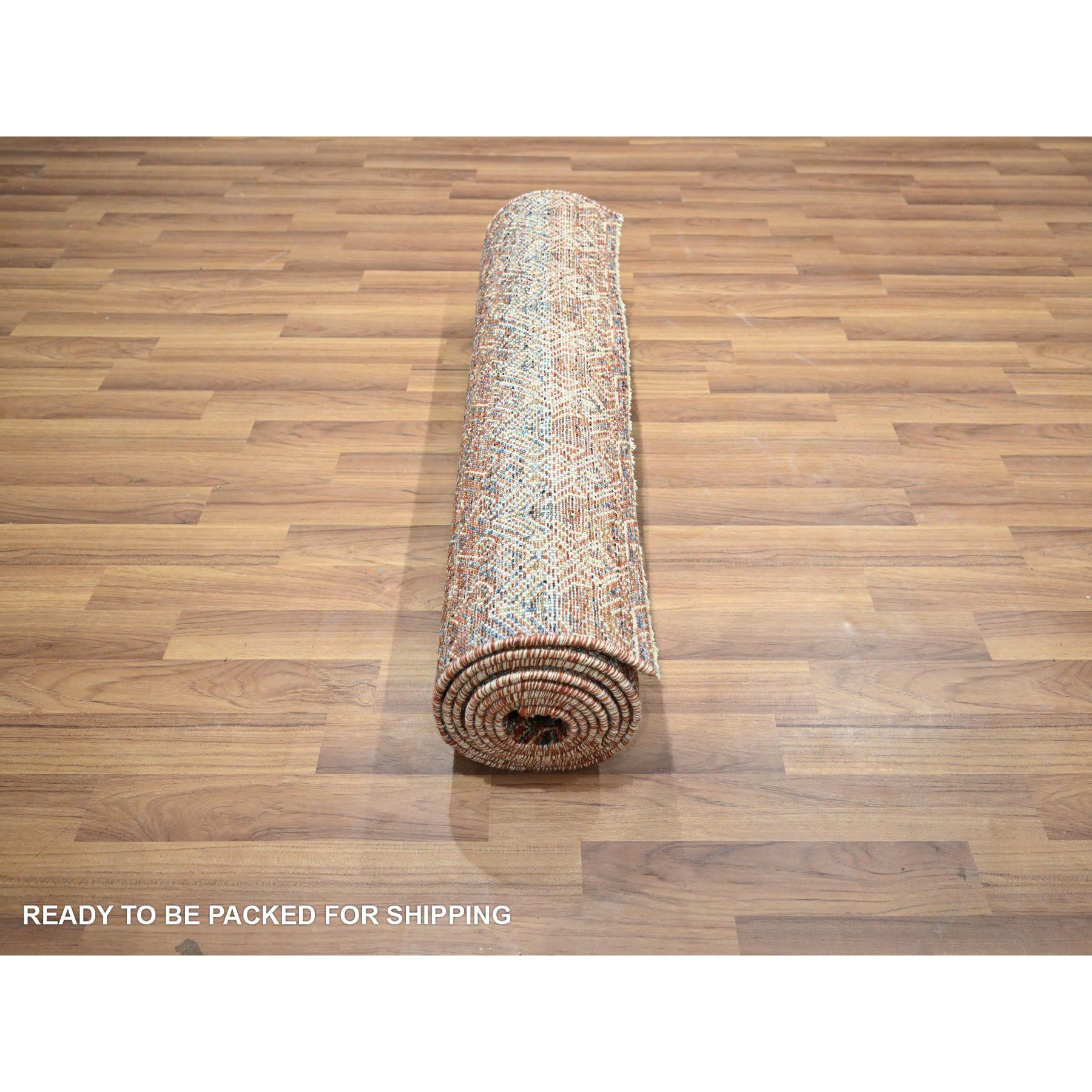 2'7"x10' Summer Fig Red, Kohinoor Herat with Small Geometric Repetitive Diamond Design, Soft and Vibrant Wool, Tone On Tone, Hand Knotted, Runner, Oriental Rug Sh76399