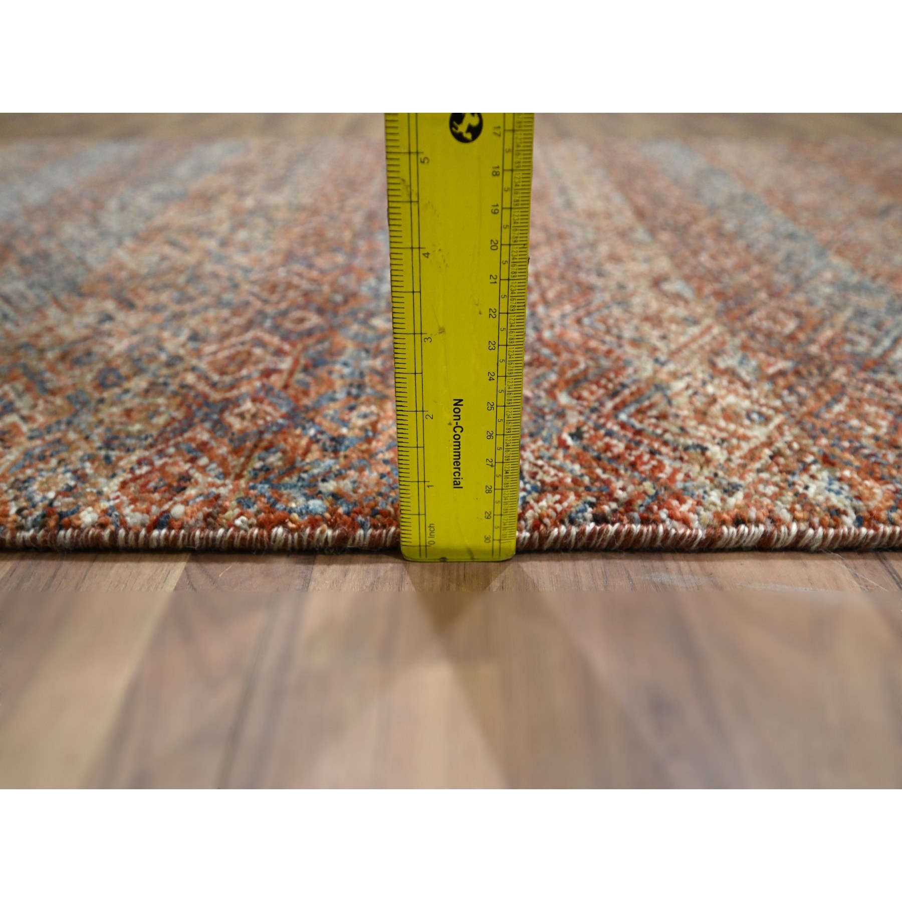 2'7"x10' Summer Fig Red, Kohinoor Herat with Small Geometric Repetitive Diamond Pattern, Tone on Tone, Soft and Shiny Wool, Hand Knotted, Runner, Oriental Rug Sh76402