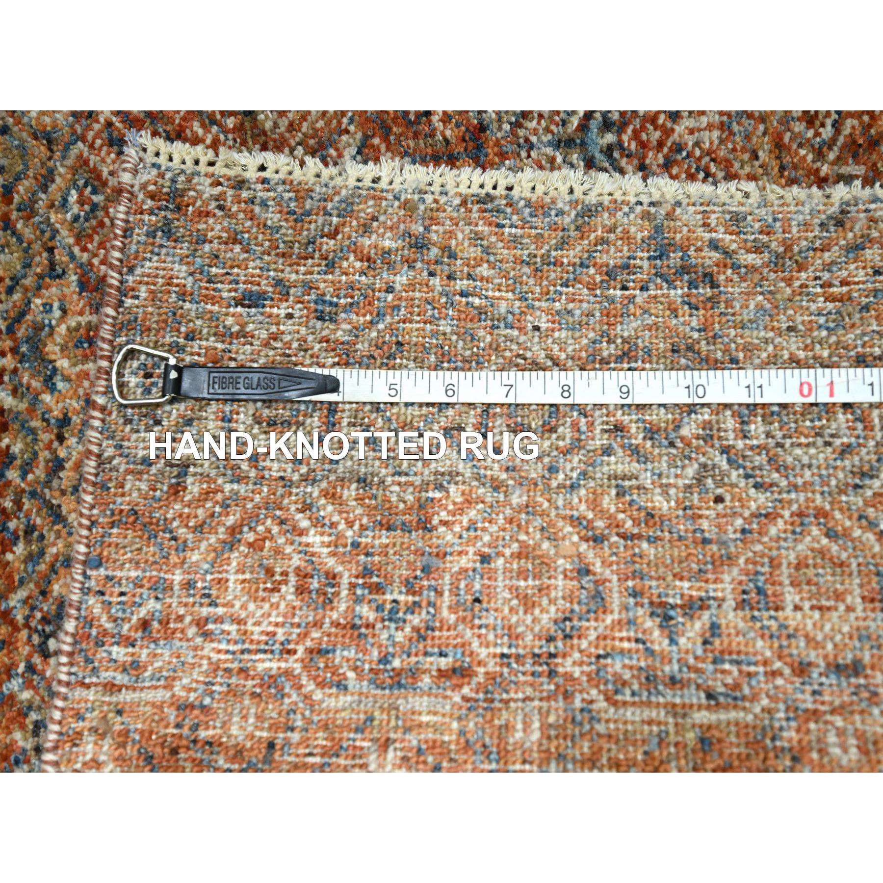 2'7"x10' Summer Fig Red, Kohinoor Herat with Small Geometric Repetitive Diamond Pattern, Tone on Tone, Soft and Shiny Wool, Hand Knotted, Runner, Oriental Rug Sh76402