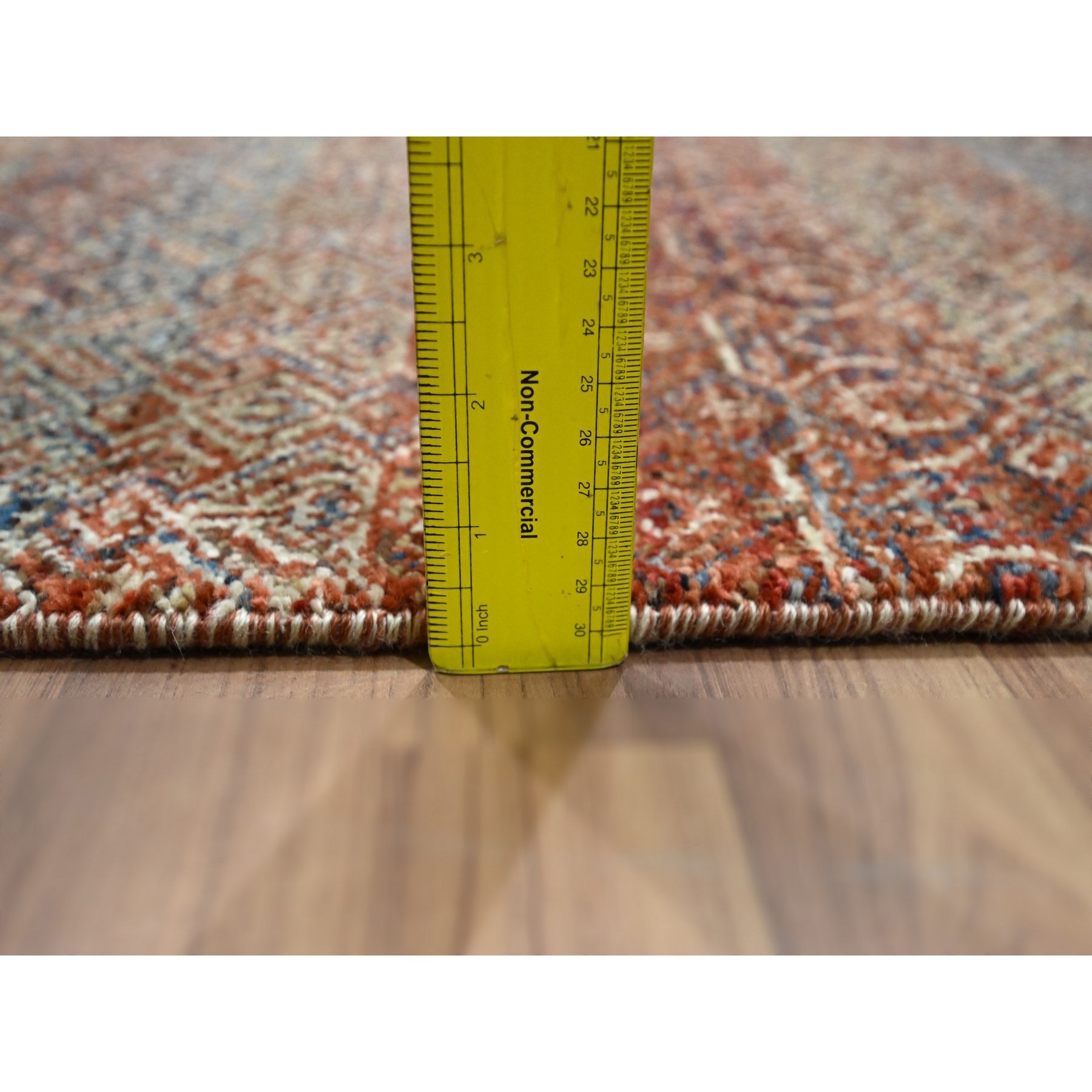 2'7"x10' Clay Red, Hand Knotted, Kohinoor Herat with Small Geometric Repetitive Diamond Pattern, Tone on Tone, Soft Wool, Runner, Oriental Rug Sh76405