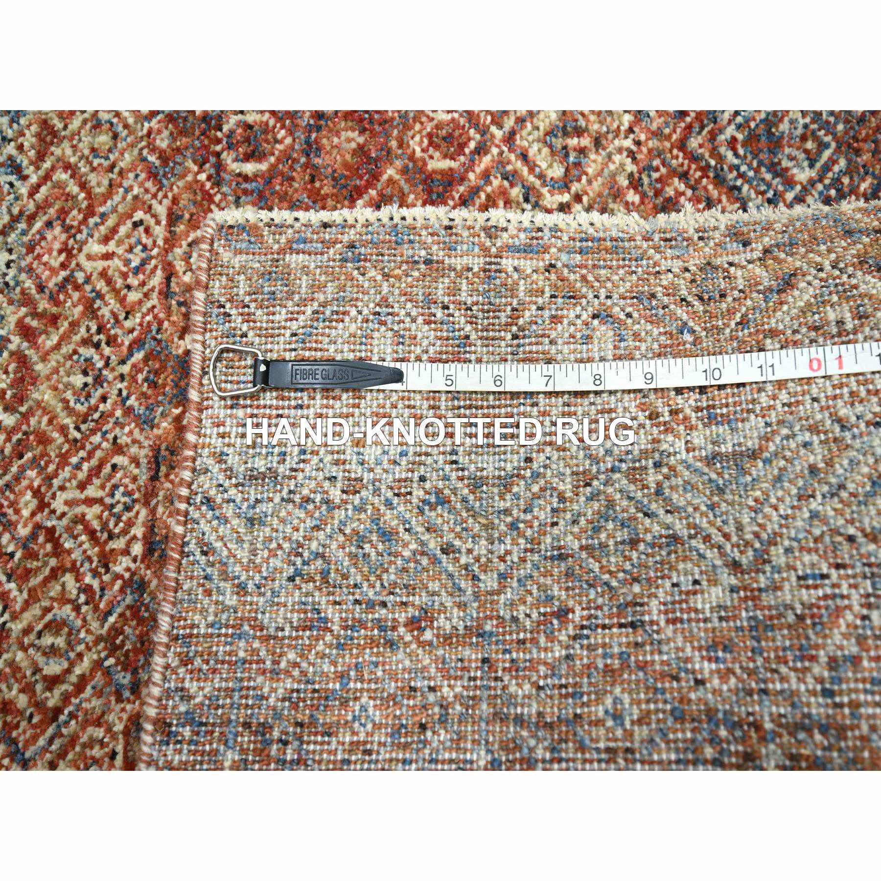2'7"x10' Clay Red, Hand Knotted, Kohinoor Herat with Small Geometric Repetitive Diamond Pattern, Tone on Tone, Soft Wool, Runner, Oriental Rug Sh76405