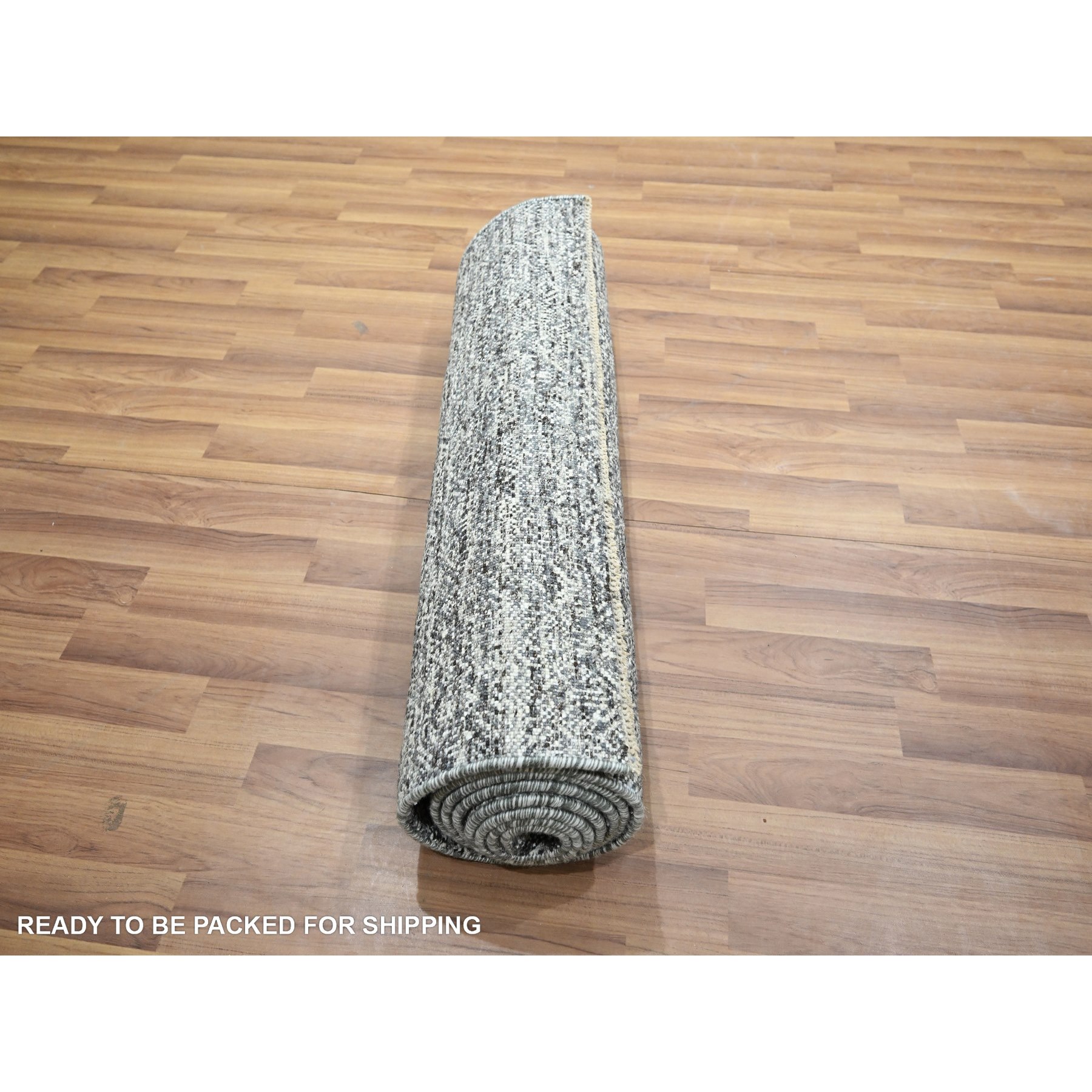 2'7"x9'10" Anchor Gray, Kohinoor Herat Pattern, Small Geometric Repetitive Diamond Design, Soft Wool, Tone On Tone, Hand Knotted, Runner, Oriental Rug Sh76411