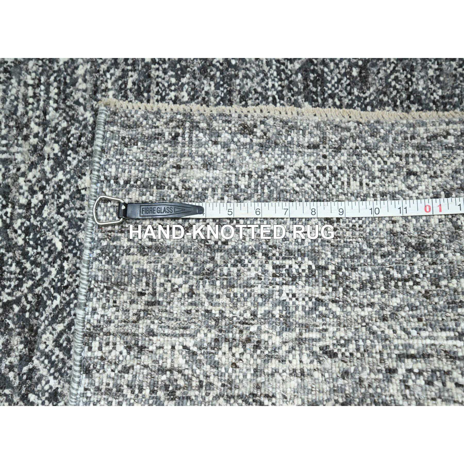2'7"x9'10" Anchor Gray, Kohinoor Herat Pattern, Small Geometric Repetitive Diamond Design, Soft Wool, Tone On Tone, Hand Knotted, Runner, Oriental Rug Sh76411