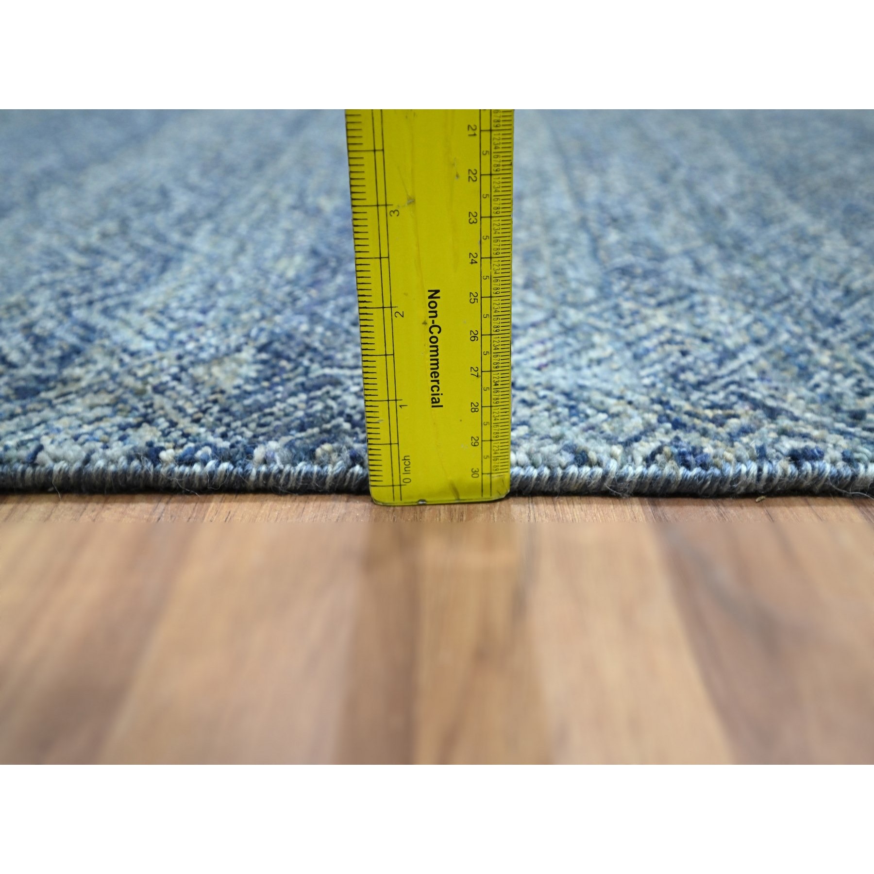 2'7"x10'2" Yale Blue, Kohinoor Herat Pattern, Small Geometric Repetitive Diamond Design, Soft Wool, Tone On Tone, Hand Knotted, Runner, Oriental Rug Sh76413