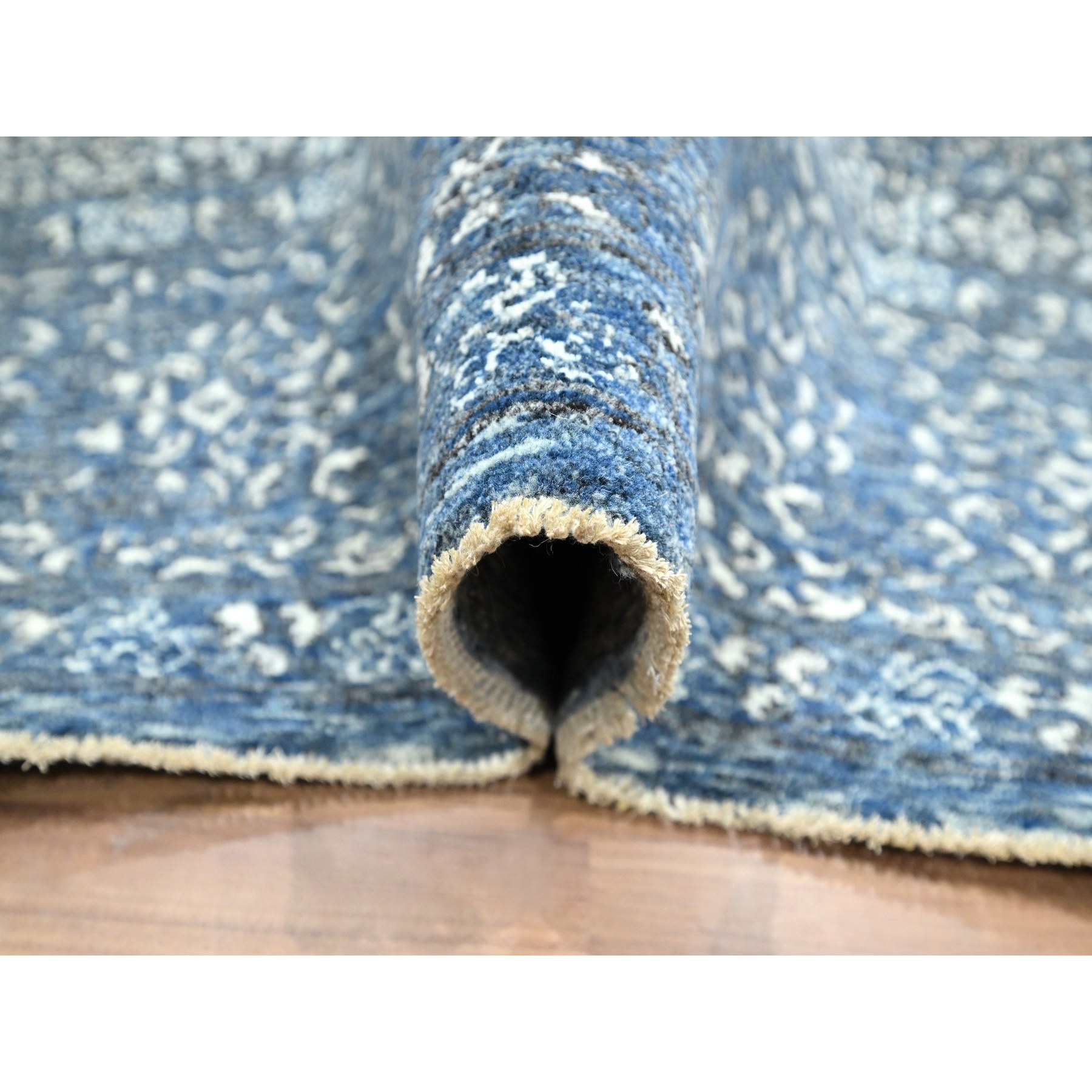 8'1"x10'4" Aegean Blue, Mamluk Design, Pre Historic 14th Century Influence, Natural Dyes, Hand Knotted, Pure Wool, Oriental Rug Sh76421