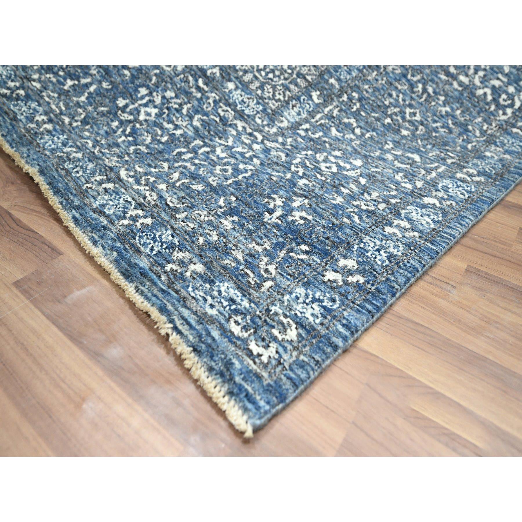 8'1"x10'4" Aegean Blue, Mamluk Design, Pre Historic 14th Century Influence, Natural Dyes, Hand Knotted, Pure Wool, Oriental Rug Sh76421
