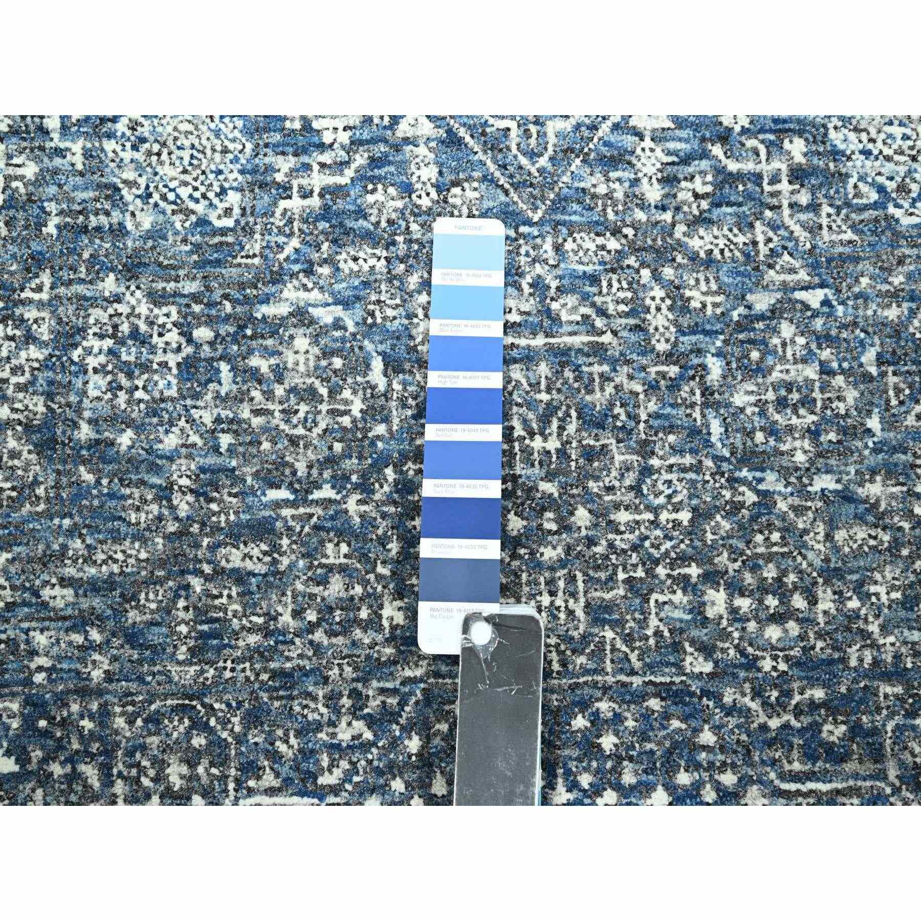 8'1"x10'4" Aegean Blue, Mamluk Design, Pre Historic 14th Century Influence, Natural Dyes, Hand Knotted, Pure Wool, Oriental Rug Sh76421