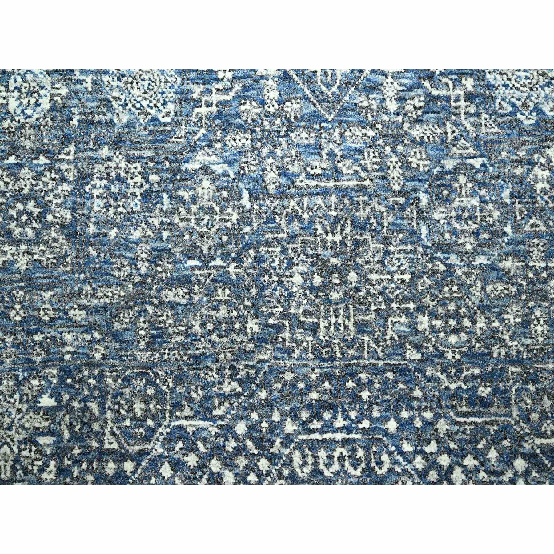 8'1"x10'4" Aegean Blue, Mamluk Design, Pre Historic 14th Century Influence, Natural Dyes, Hand Knotted, Pure Wool, Oriental Rug Sh76421