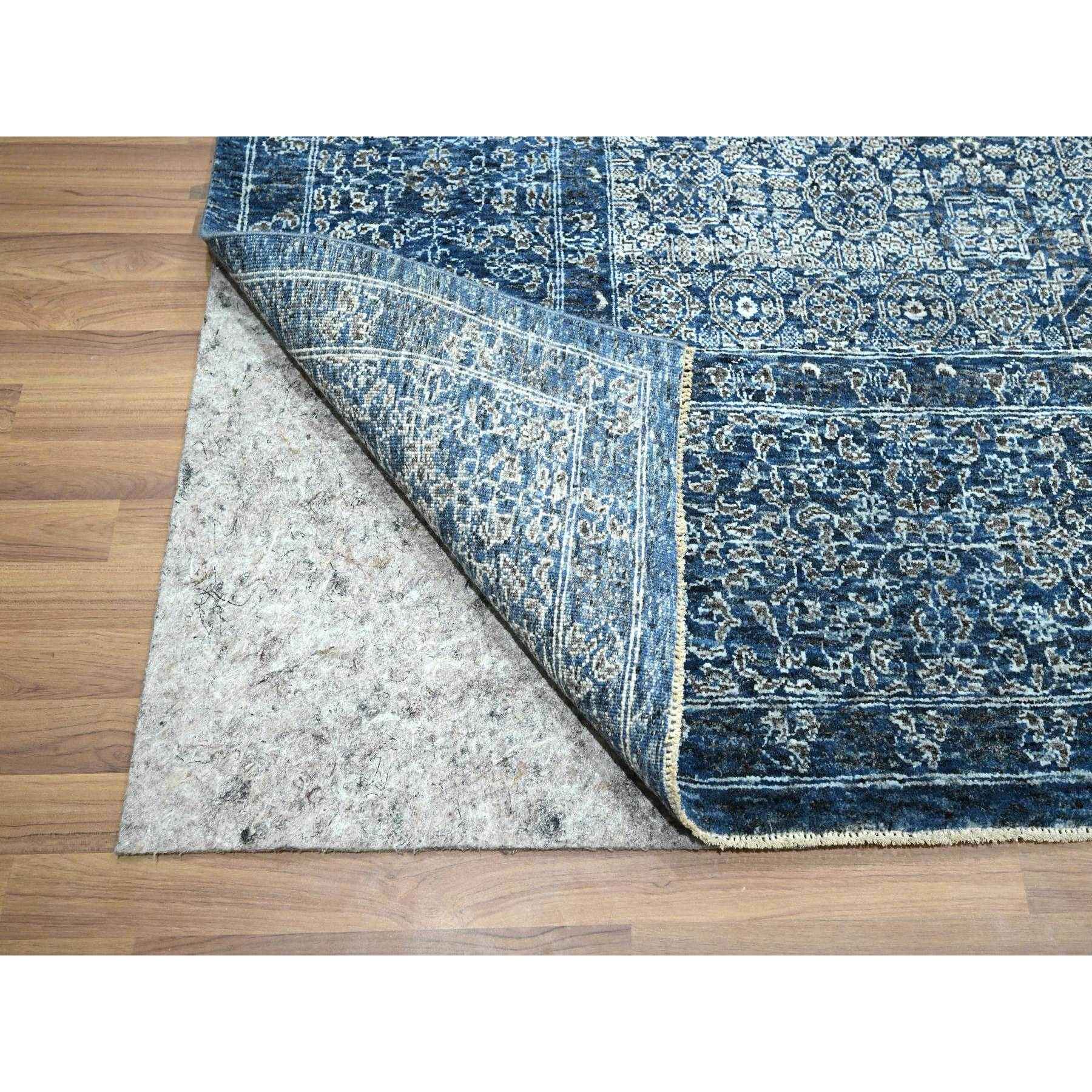 9'2"x12'5" Denim Blue, Mamluk Design, Pre Historic 14th Century Influence, Hand Knotted, Pure Wool, Natural Dyes, Oriental Rug Sh76422