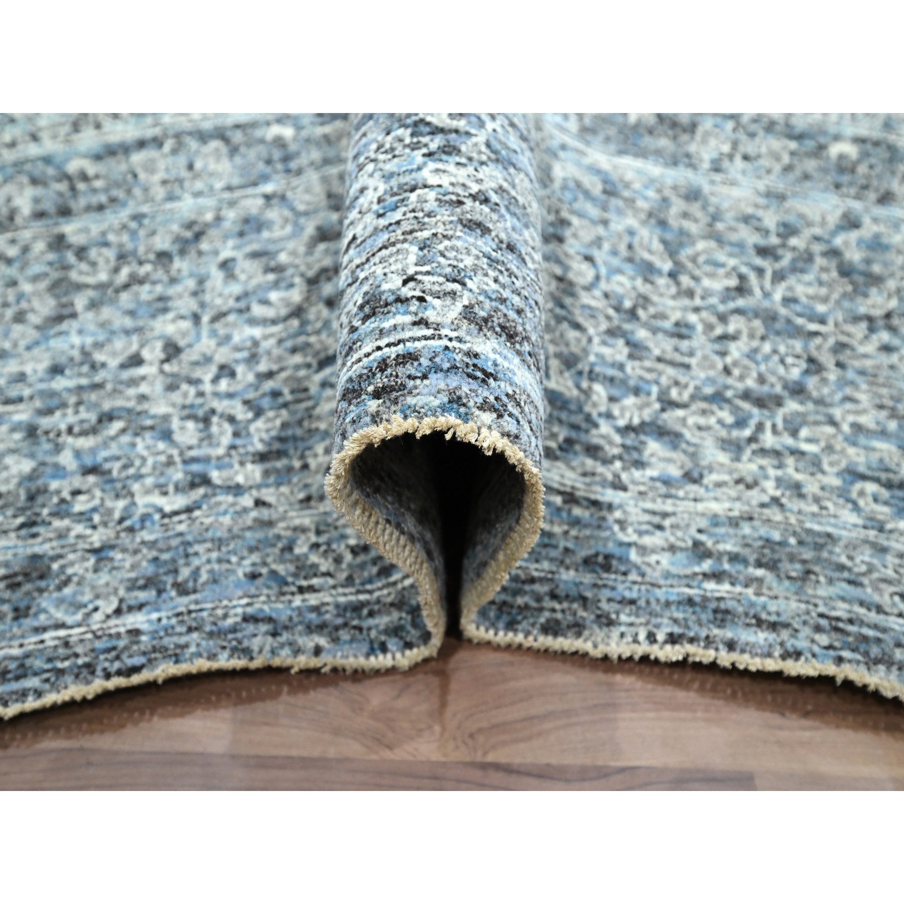 9'1"x12'2" Stone Blue, Mamluk Design, Pre Historic 14th Century Influence, Natural Dyes, Hand Knotted, Pure Wool, Oriental Rug Sh76423