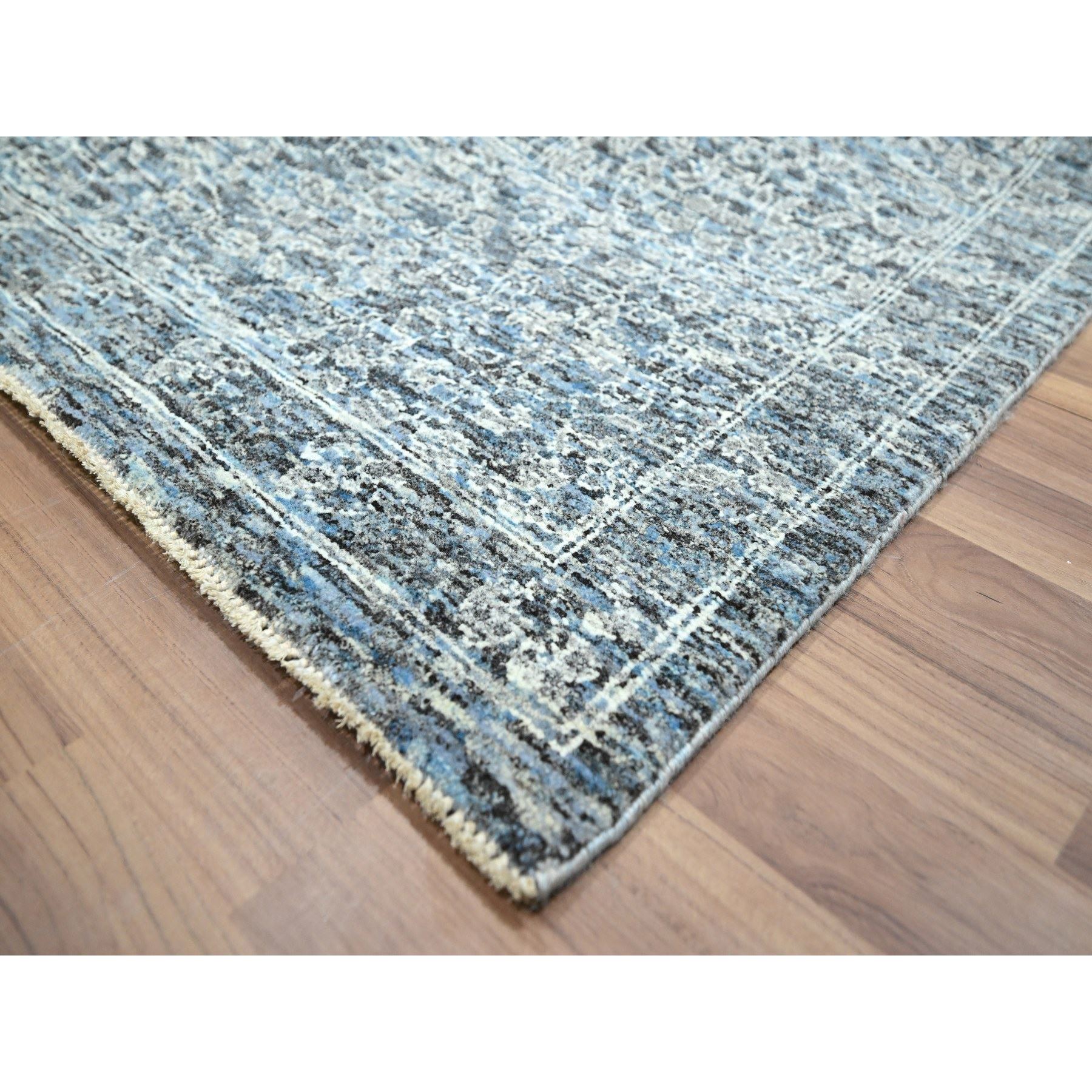 9'1"x12'2" Stone Blue, Mamluk Design, Pre Historic 14th Century Influence, Natural Dyes, Hand Knotted, Pure Wool, Oriental Rug Sh76423