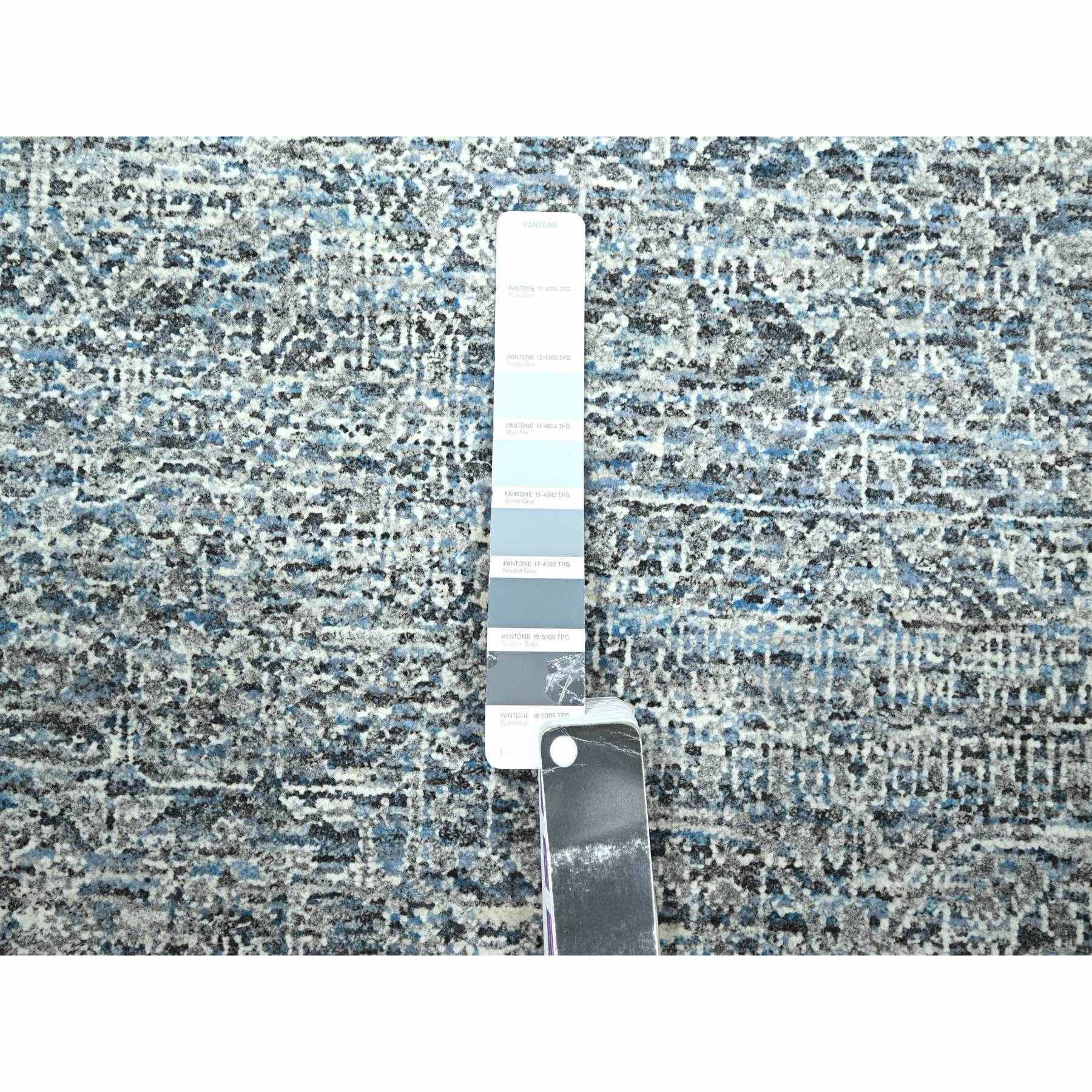 9'1"x12'2" Stone Blue, Mamluk Design, Pre Historic 14th Century Influence, Natural Dyes, Hand Knotted, Pure Wool, Oriental Rug Sh76423