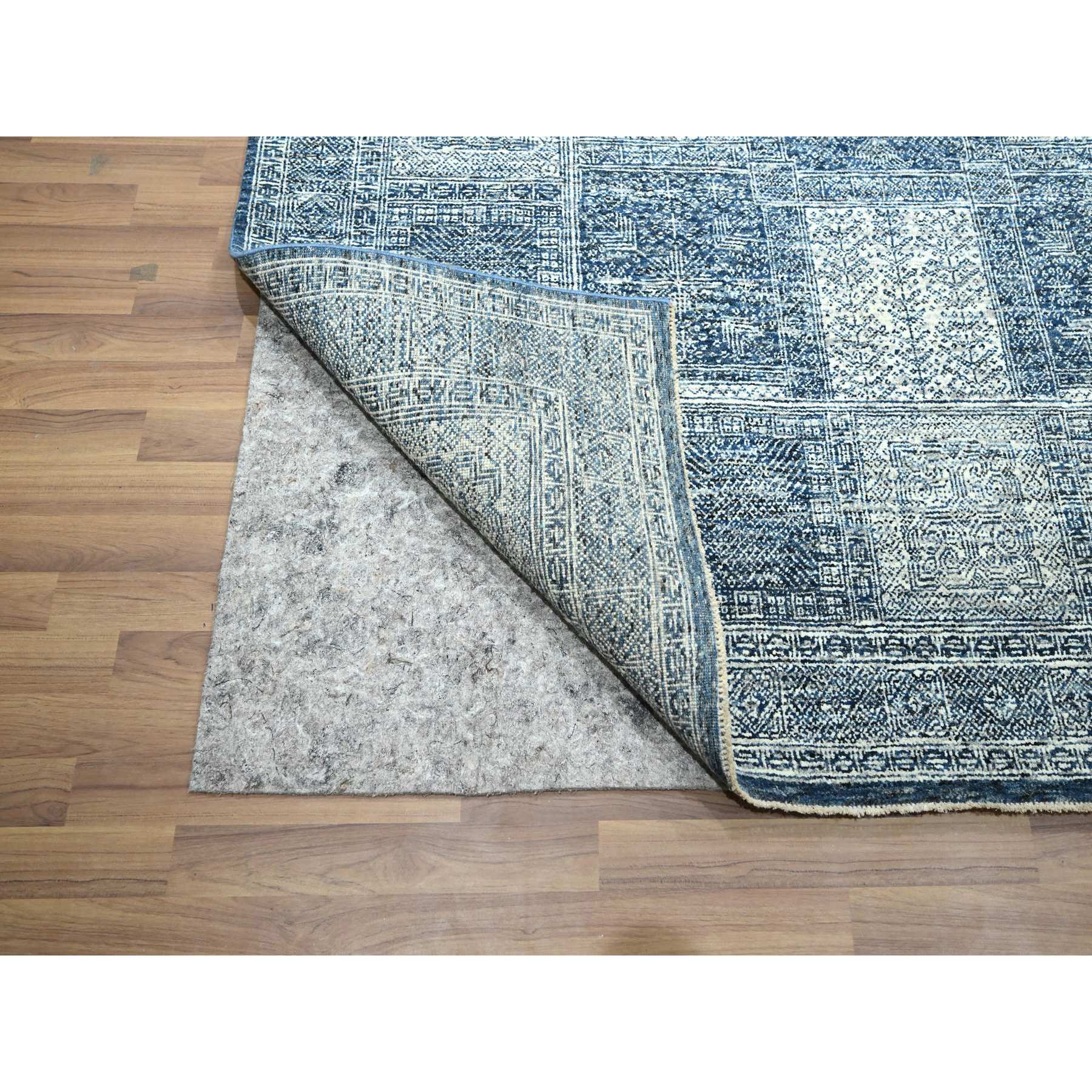 8'1"x10'2" Aegean Blue, Garden Design, Agra, Hand Knotted, 100% Wool, Oriental Rug Sh76424