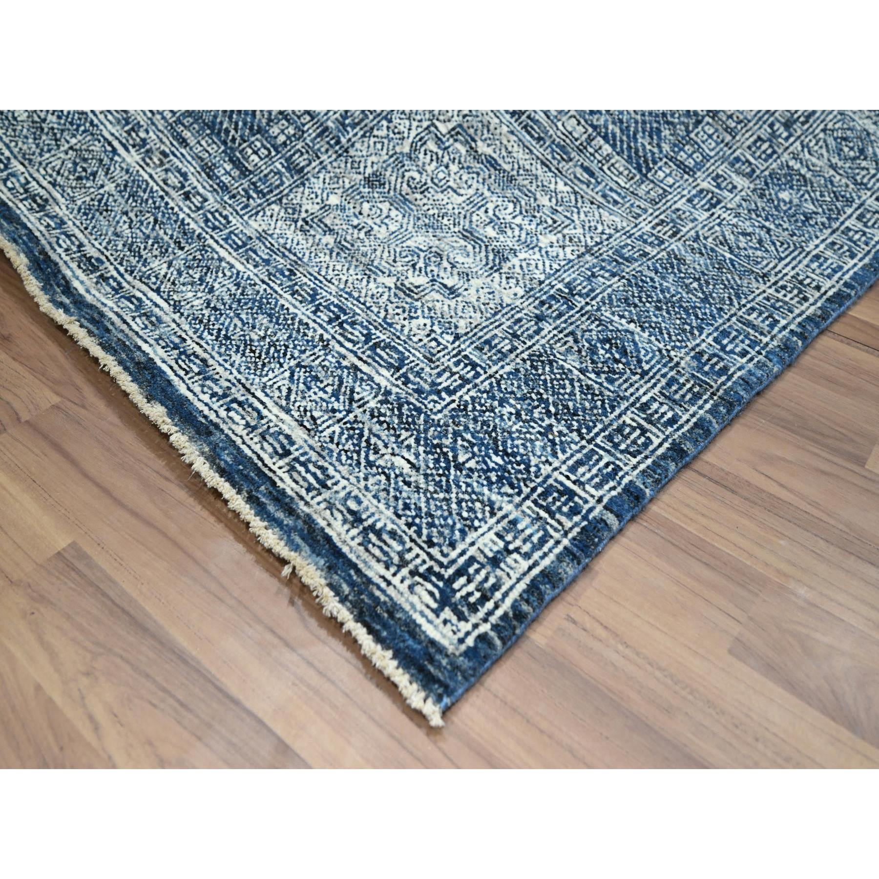 8'1"x10'2" Aegean Blue, Garden Design, Agra, Hand Knotted, 100% Wool, Oriental Rug Sh76424