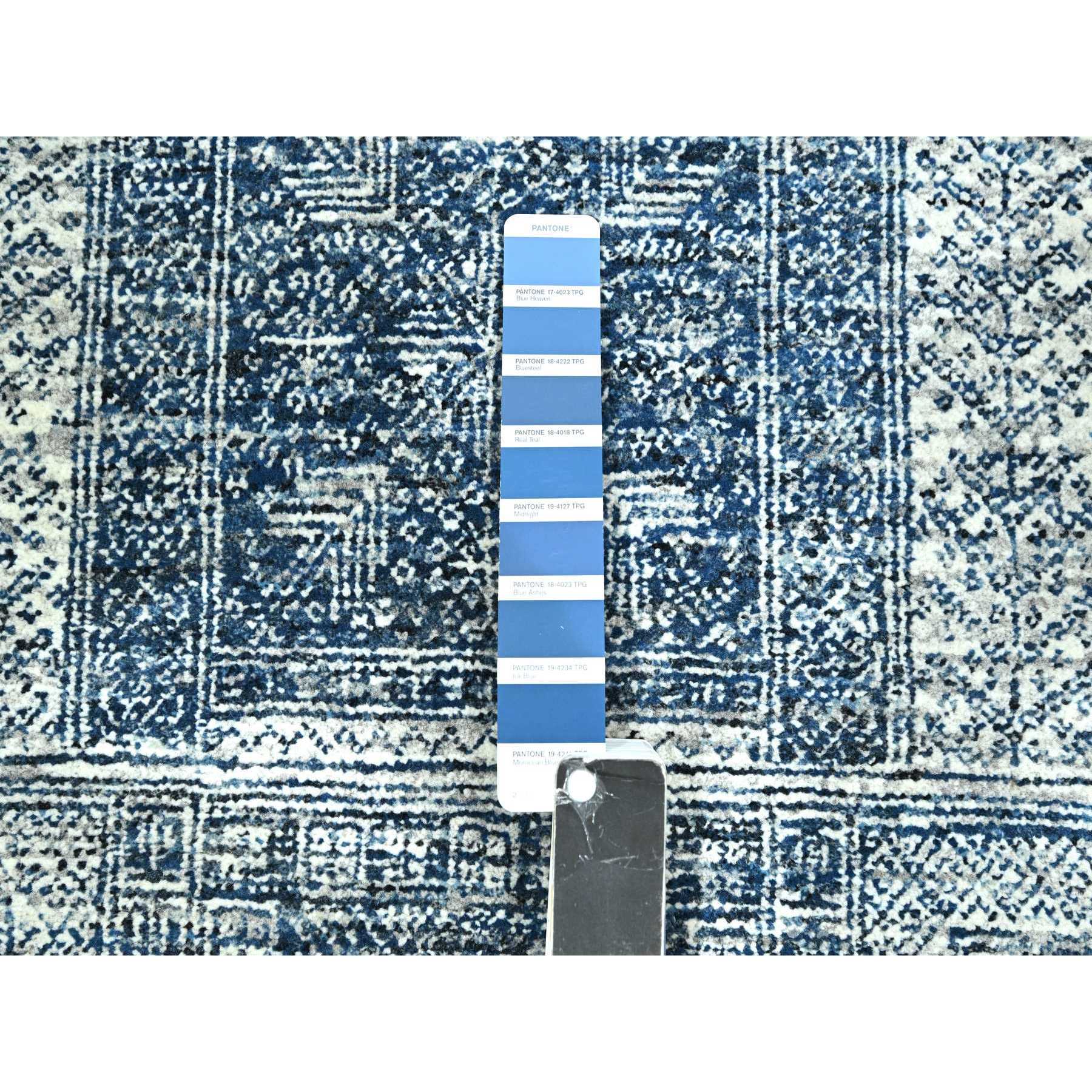 8'1"x10'2" Aegean Blue, Garden Design, Agra, Hand Knotted, 100% Wool, Oriental Rug Sh76424