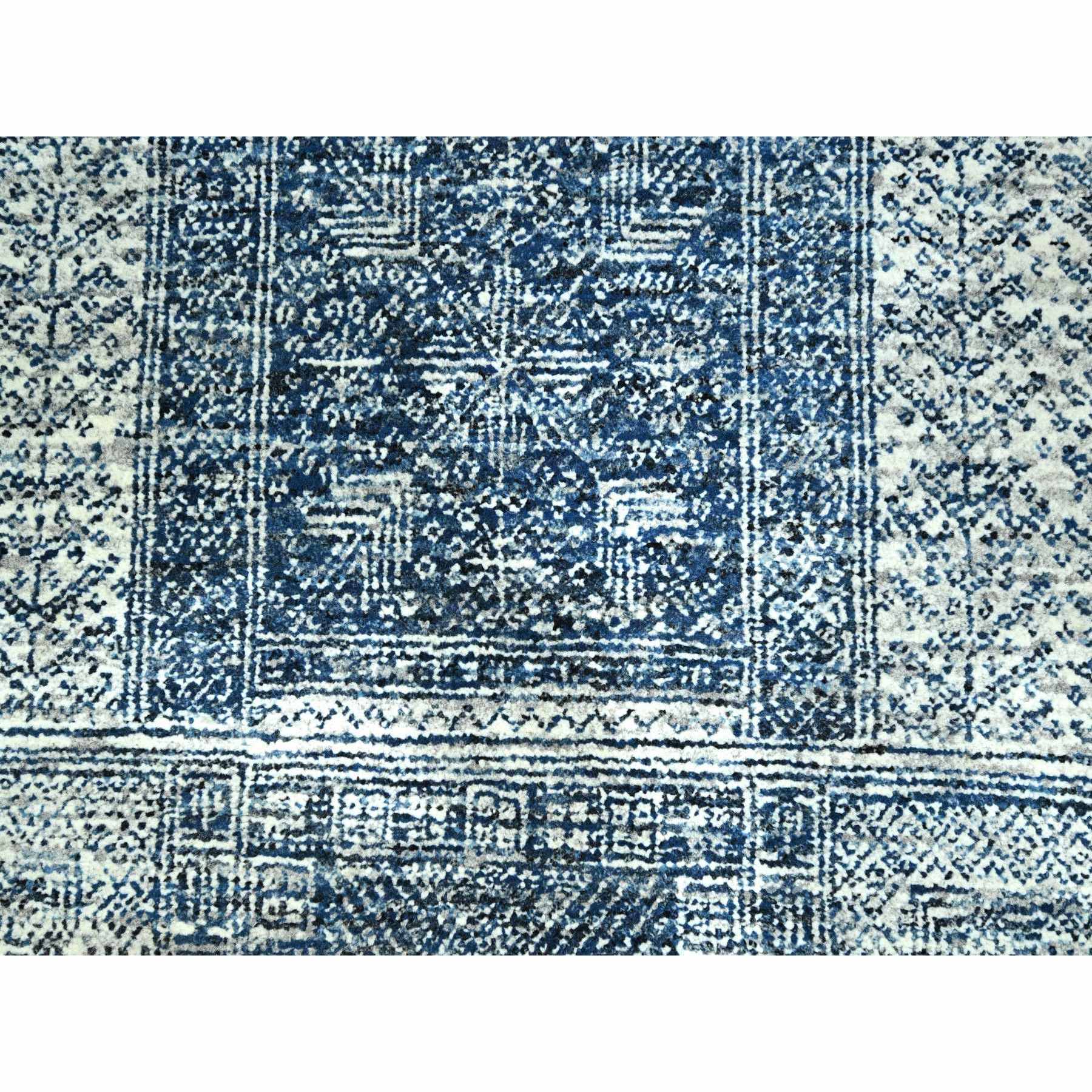 8'1"x10'2" Aegean Blue, Garden Design, Agra, Hand Knotted, 100% Wool, Oriental Rug Sh76424
