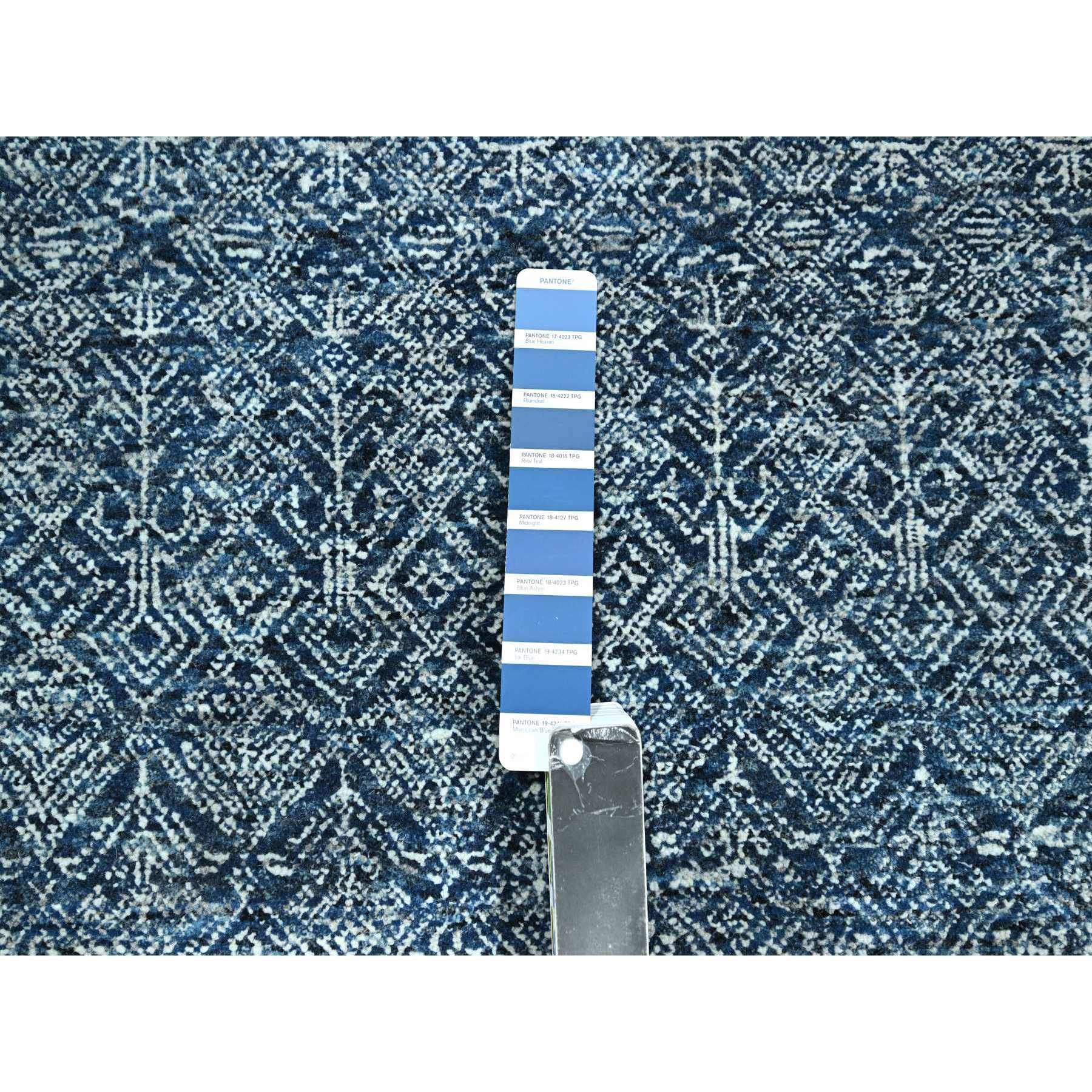 8'x10'1" Imperial Blue, Intricate Garden Pattern, Agra, Tone on Tone, Dense Weave, Hand Knotted, Pure Wool, Oriental Rug Sh76425