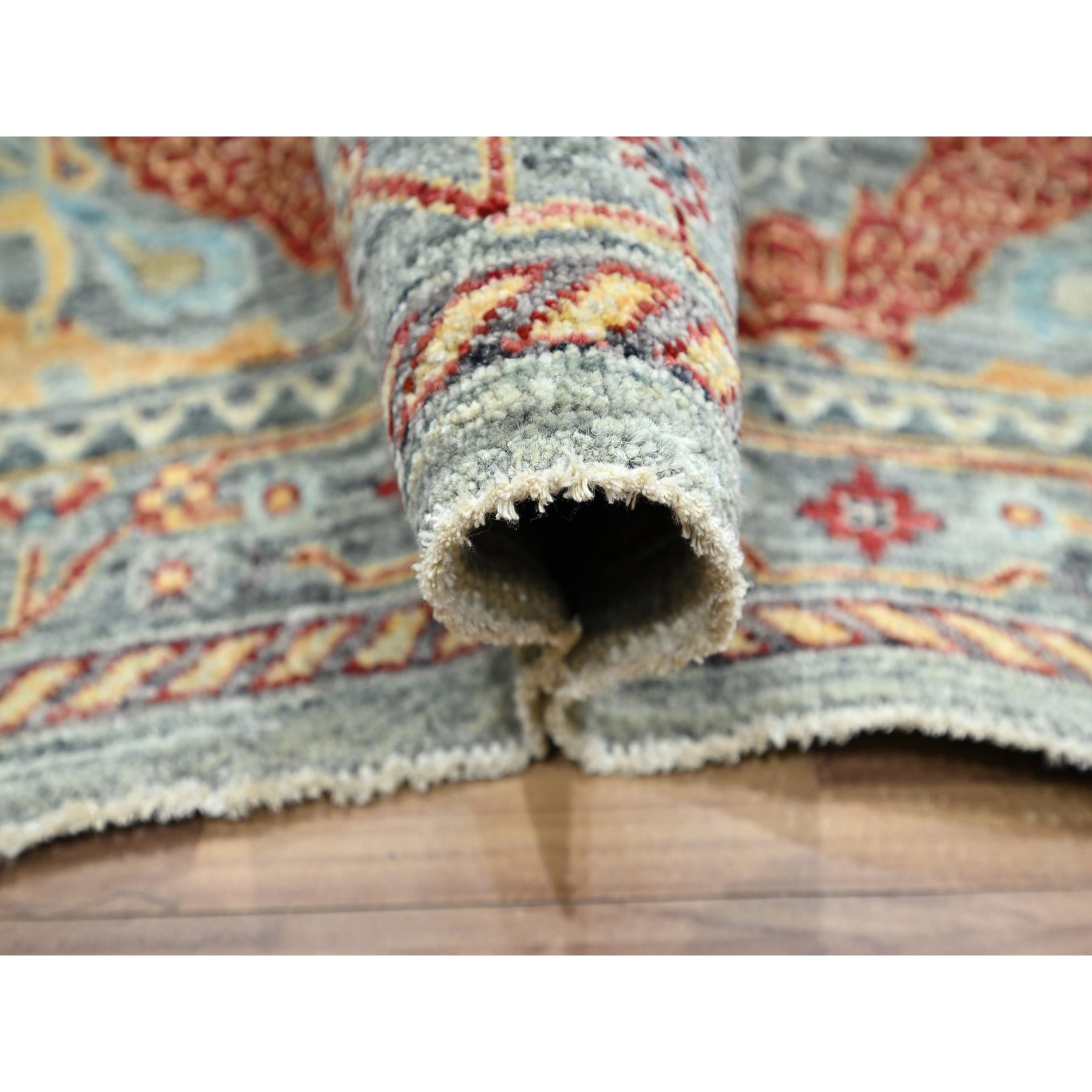8'x10' Neutral Gray, Bijar Garus Design with Pastel Colors, Thick and Plush, Hand Knotted, Pure Wool, Oriental Rug Sh76433