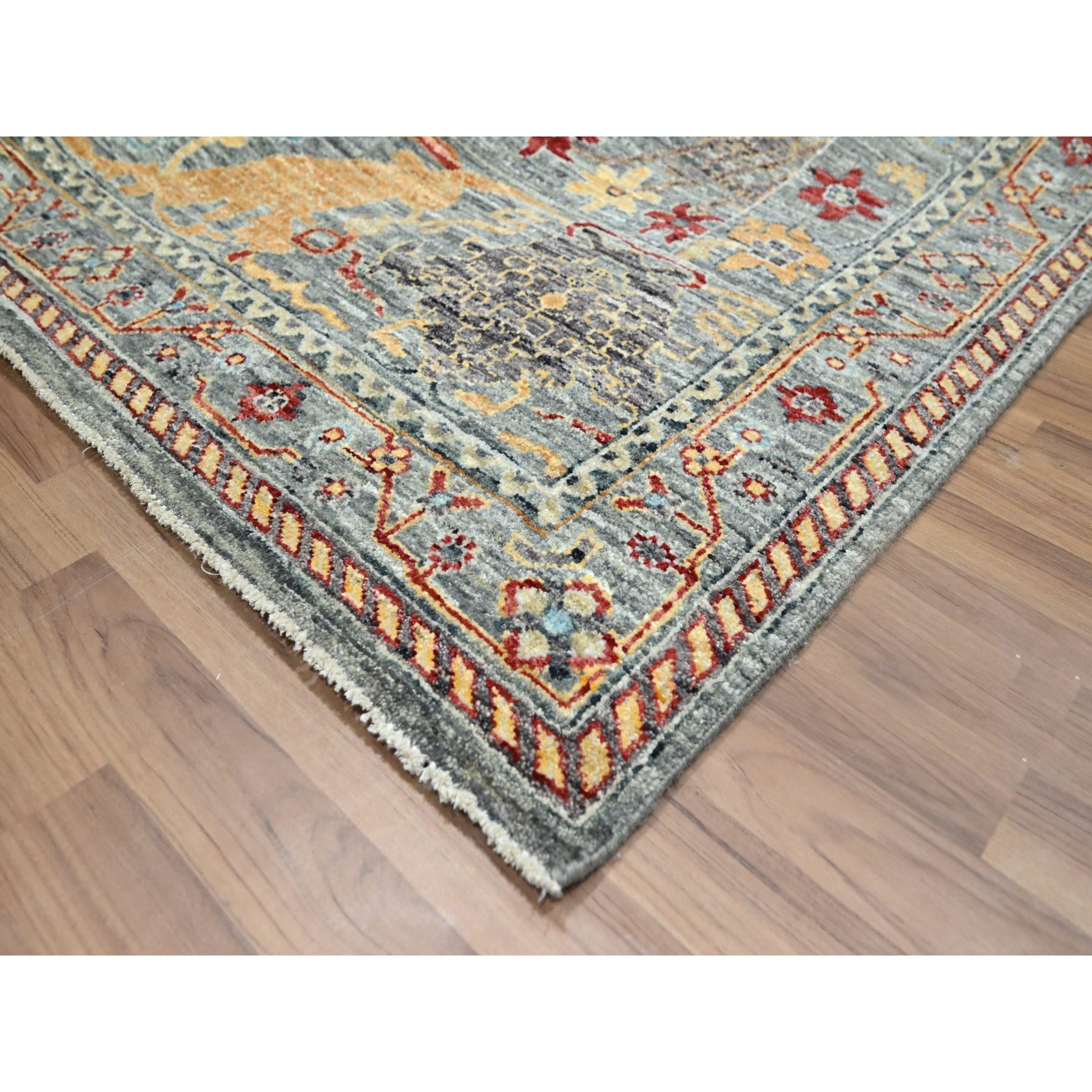 8'x10' Neutral Gray, Bijar Garus Design with Pastel Colors, Thick and Plush, Hand Knotted, Pure Wool, Oriental Rug Sh76433