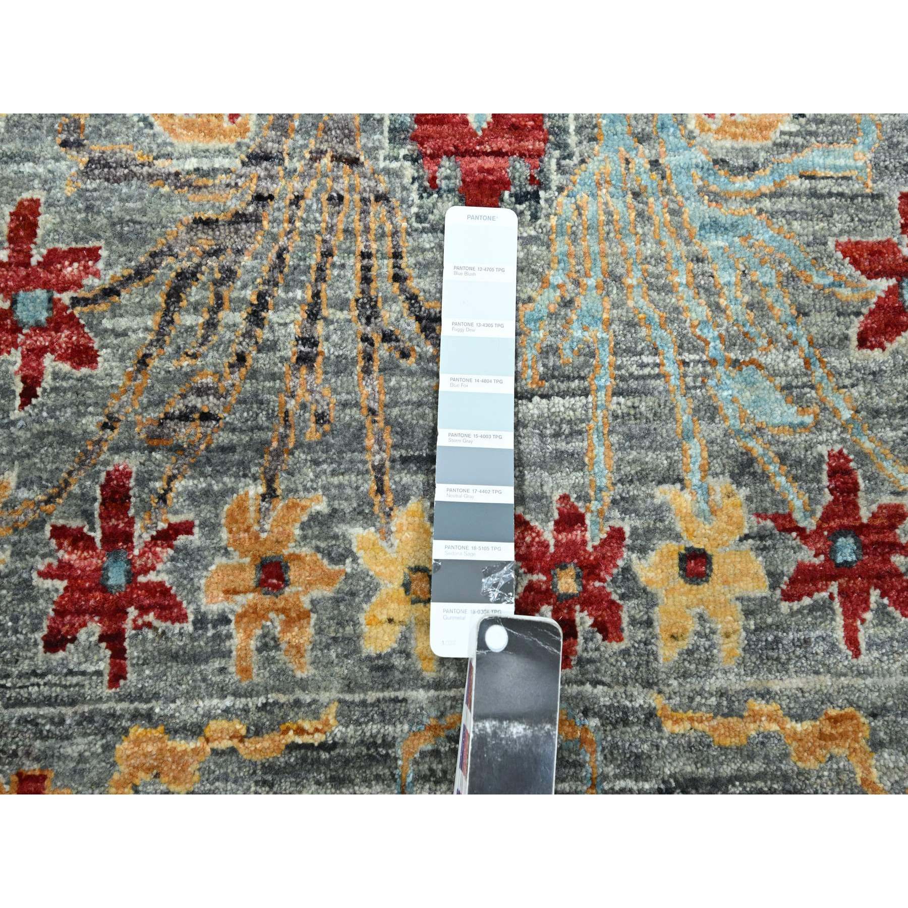 8'x10' Neutral Gray, Bijar Garus Design with Pastel Colors, Thick and Plush, Hand Knotted, Pure Wool, Oriental Rug Sh76433