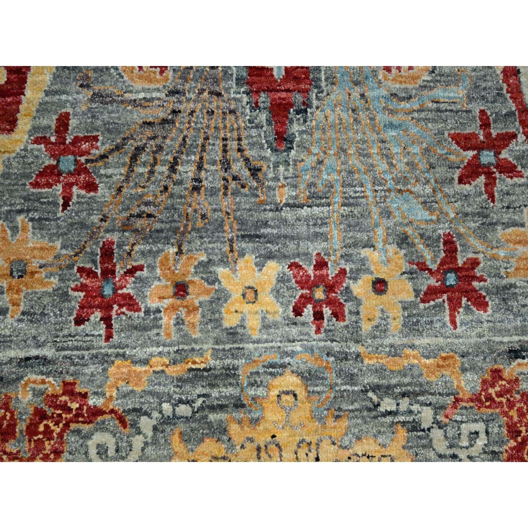 8'x10' Neutral Gray, Bijar Garus Design with Pastel Colors, Thick and Plush, Hand Knotted, Pure Wool, Oriental Rug Sh76433
