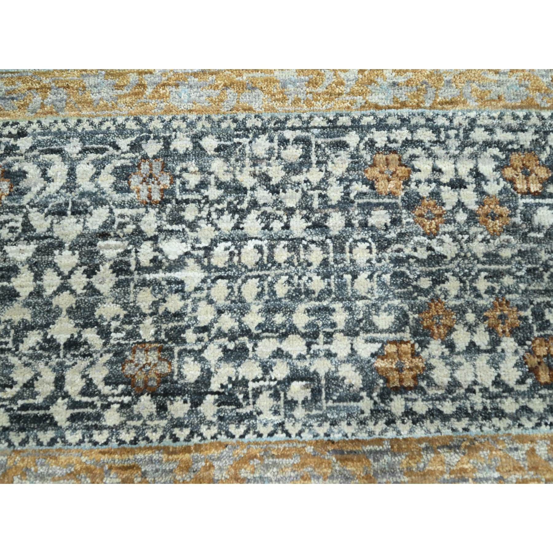 8'3"x10'1" Charcoal Gray, Mamluk Design, Pre Historic 14th Century Influence, Natural Dyes, 100% Wool, Hand Knotted, Oriental Rug Sh76435