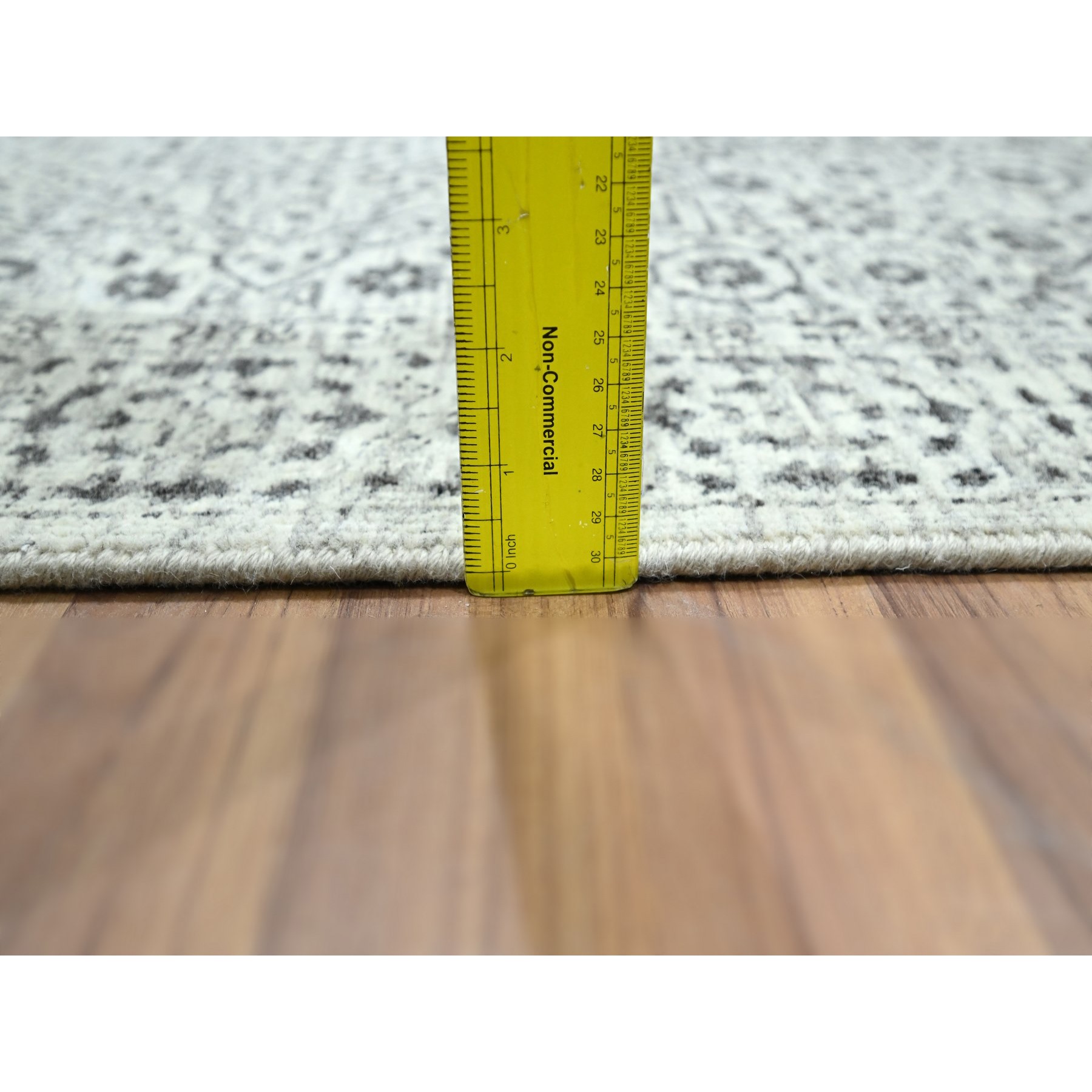 2'7"x12' Vista White, Pre Historic 14th Century Influence, Mamluk Design, Natural Dyes, Hand Knotted, Pure Wool, Runner, Oriental Rug Sh76437