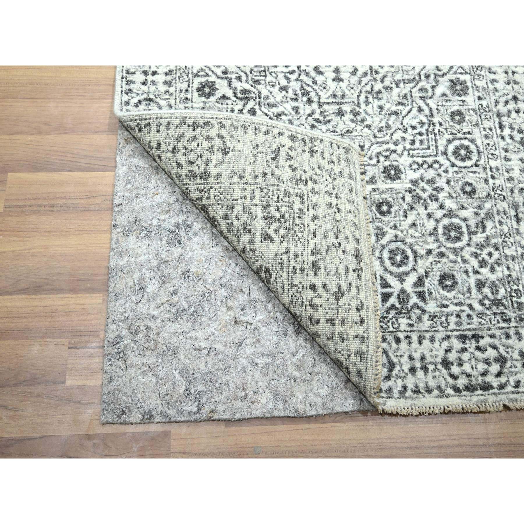2'8"x26' Porcelain White, Mamluk Design, Pre Historic 14th Century Influence, Natural Dyes, Hand Knotted, Pure Wool, XL Runner, Oriental Rug Sh76438
