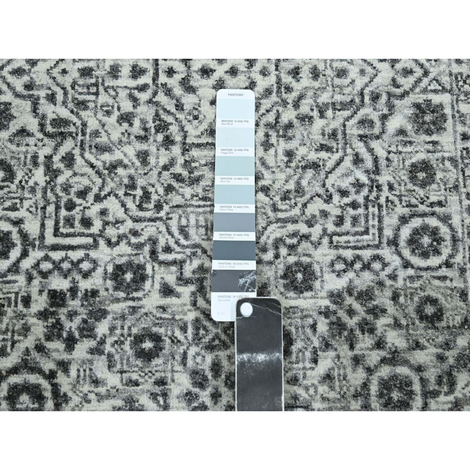 2'8"x26' Porcelain White, Mamluk Design, Pre Historic 14th Century Influence, Natural Dyes, Hand Knotted, Pure Wool, XL Runner, Oriental Rug Sh76438