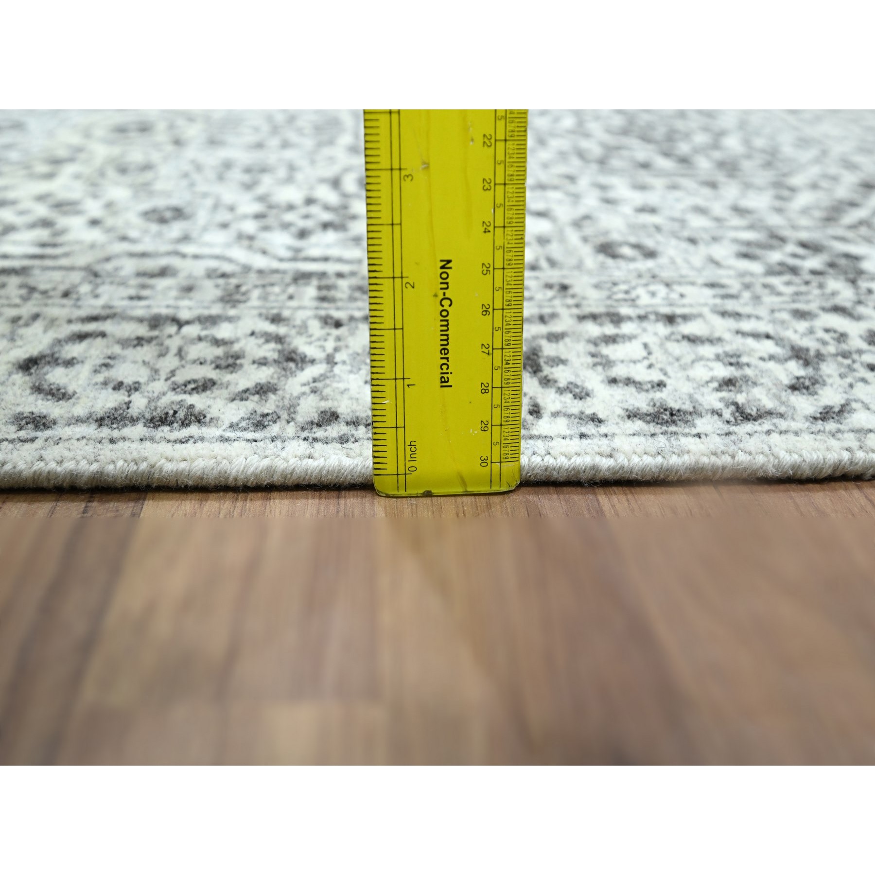 2'8"x26' Porcelain White, Mamluk Design, Pre Historic 14th Century Influence, Natural Dyes, Hand Knotted, Pure Wool, XL Runner, Oriental Rug Sh76438