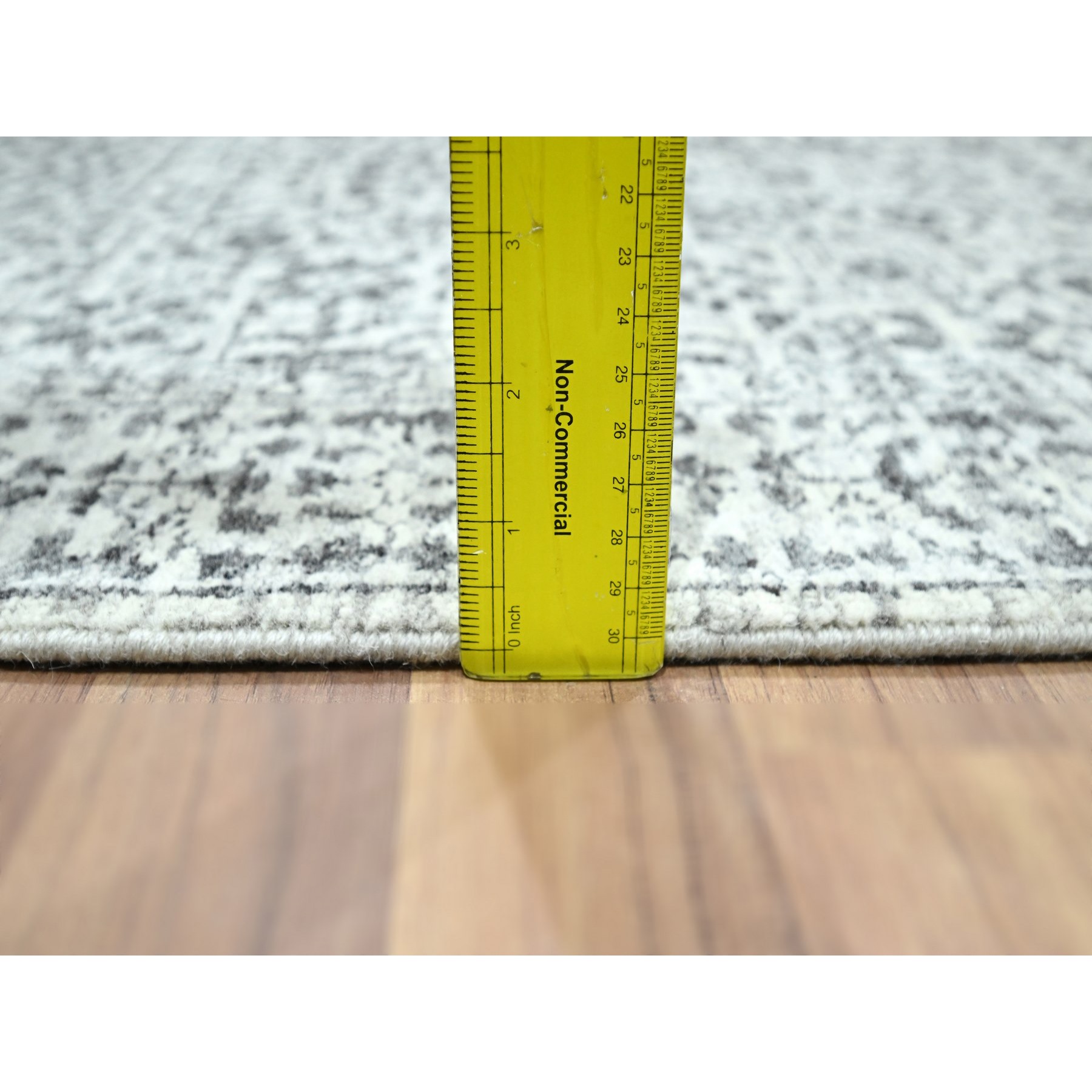 2'6"x30' Daisy White, Mamluk Design, Pre Historic 14th Century Influence, Natural Dyes, Hand Knotted, Pure Wool, XL Runner, Oriental Rug Sh76439