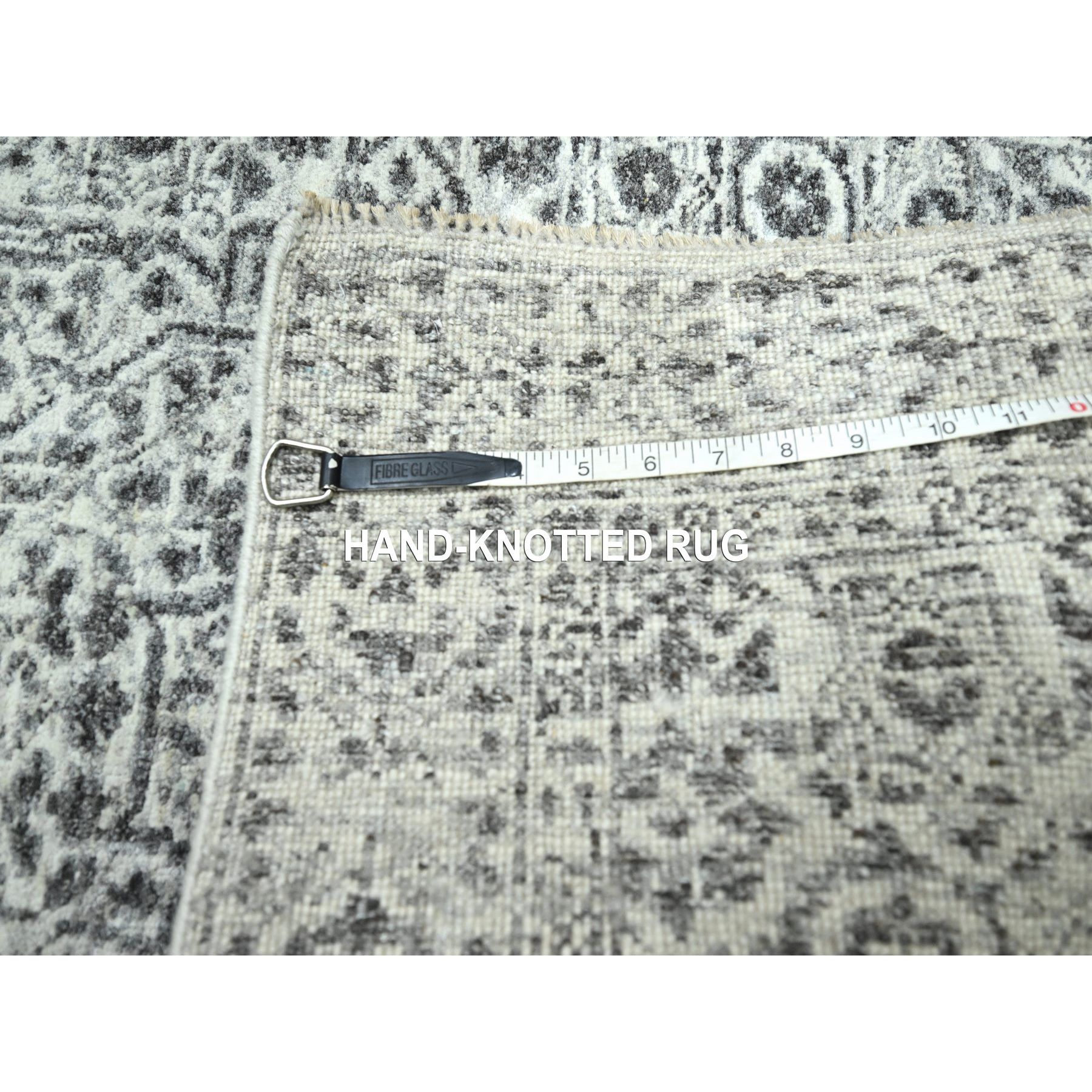 2'6"x30' Daisy White, Mamluk Design, Pre Historic 14th Century Influence, Natural Dyes, Hand Knotted, Pure Wool, XL Runner, Oriental Rug Sh76439