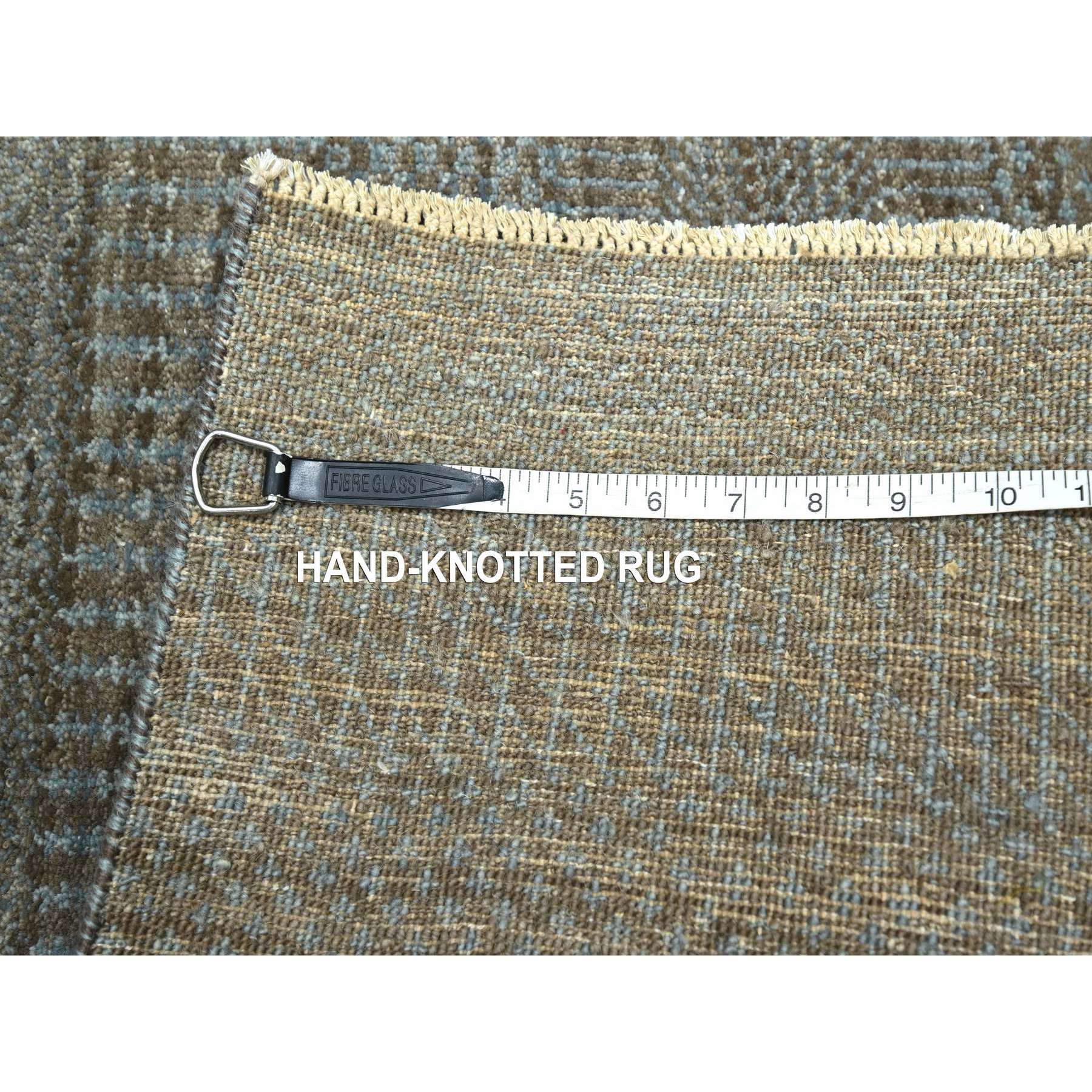 2'x3' Mocha Brown, Modern Grass Design, Hand Knotted, 100% Wool, Lush and Plush, Tone on Tone, Mat, Sample, Oriental Rug Sh76440