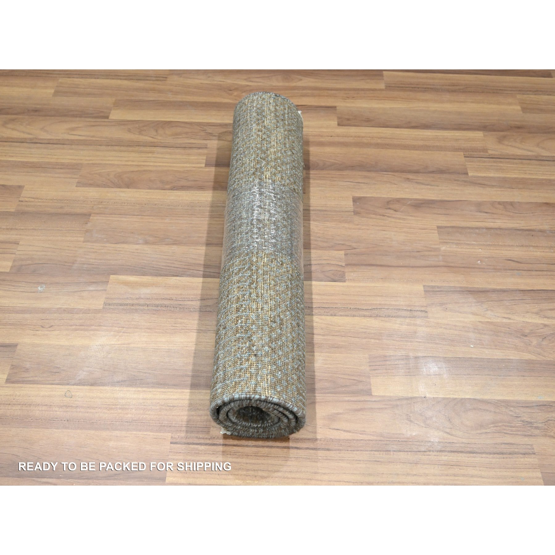 2'x3' Mocha Brown, Modern Grass Design, Hand Knotted, 100% Wool, Lush and Plush, Tone on Tone, Mat, Sample, Oriental Rug Sh76440