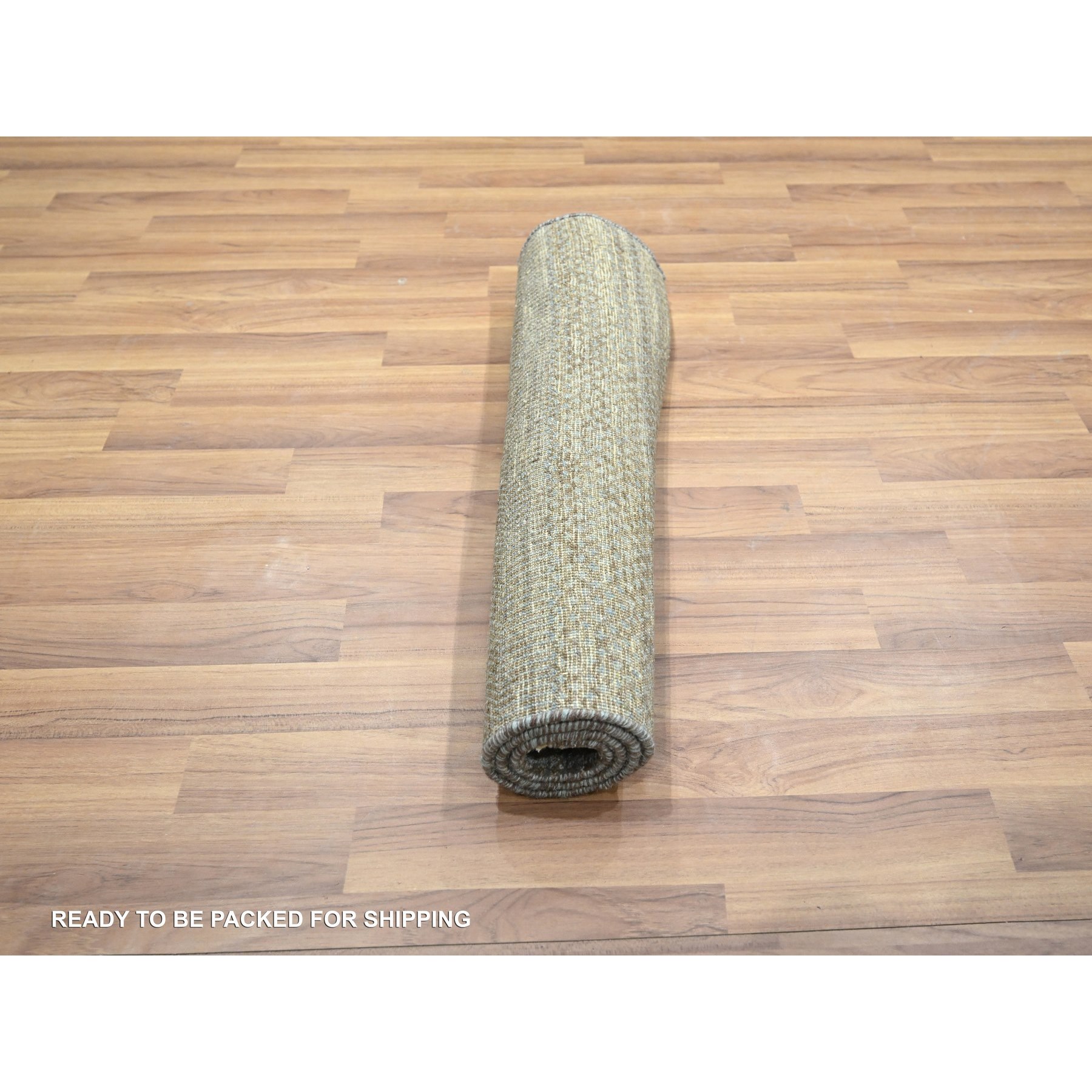 2'x3' Cedar Brown, Modern Grass Design, Hand Knotted, Undyed Natural Wool, Lush and Plush, Tone on Tone, Sample, Mat, Oriental Rug Sh76441