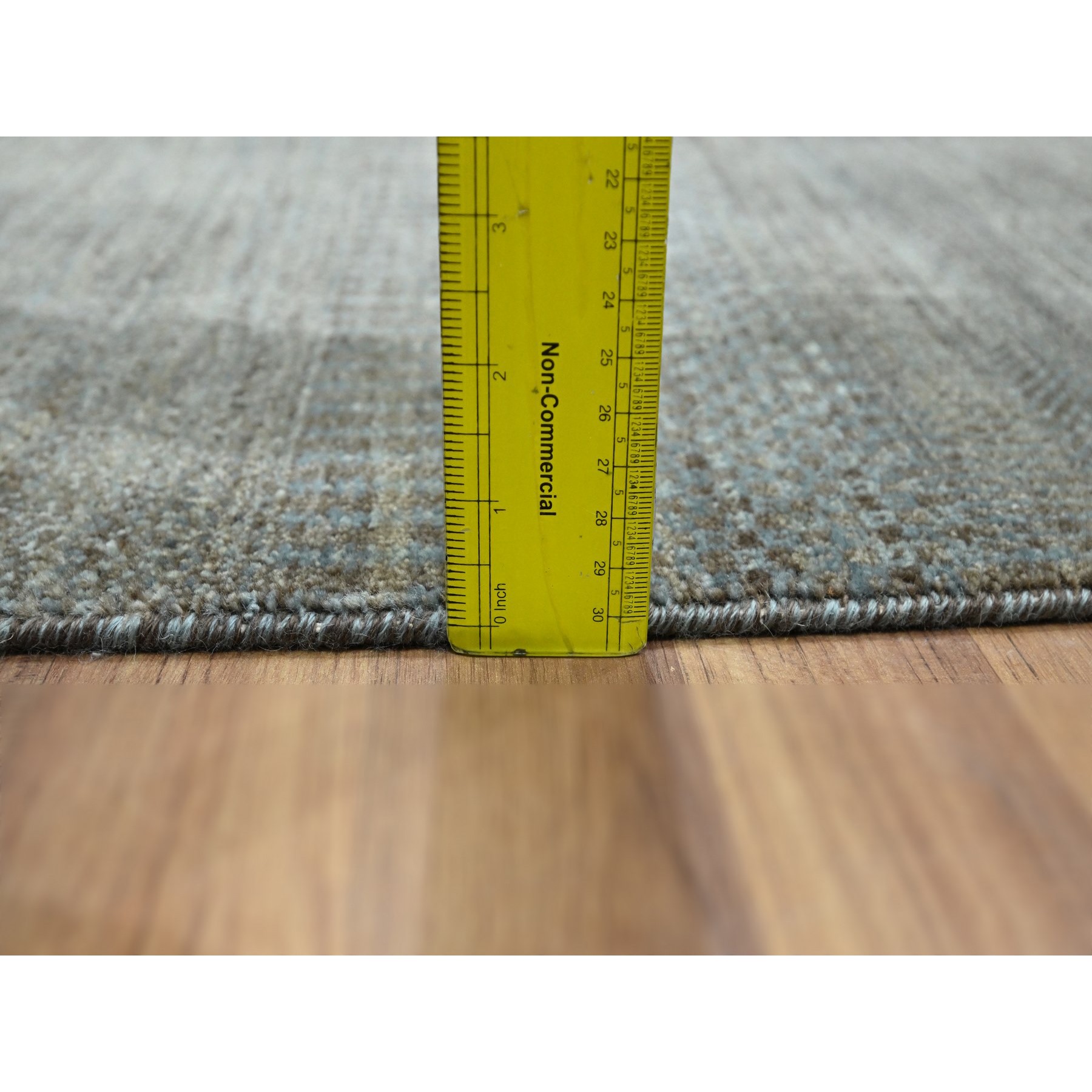 2'x3' Coffee Brown, Tone on Tone, Modern Grass Design, Hand Knotted, Undyed Natural Wool, Lush and Plush, Mat, Sample, Oriental Rug Sh76442