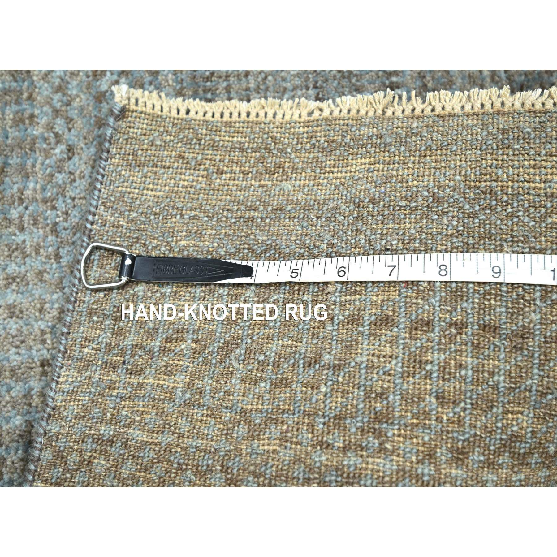 2'x3' Coffee Brown, Tone on Tone, Modern Grass Design, Hand Knotted, Undyed Natural Wool, Lush and Plush, Mat, Sample, Oriental Rug Sh76442