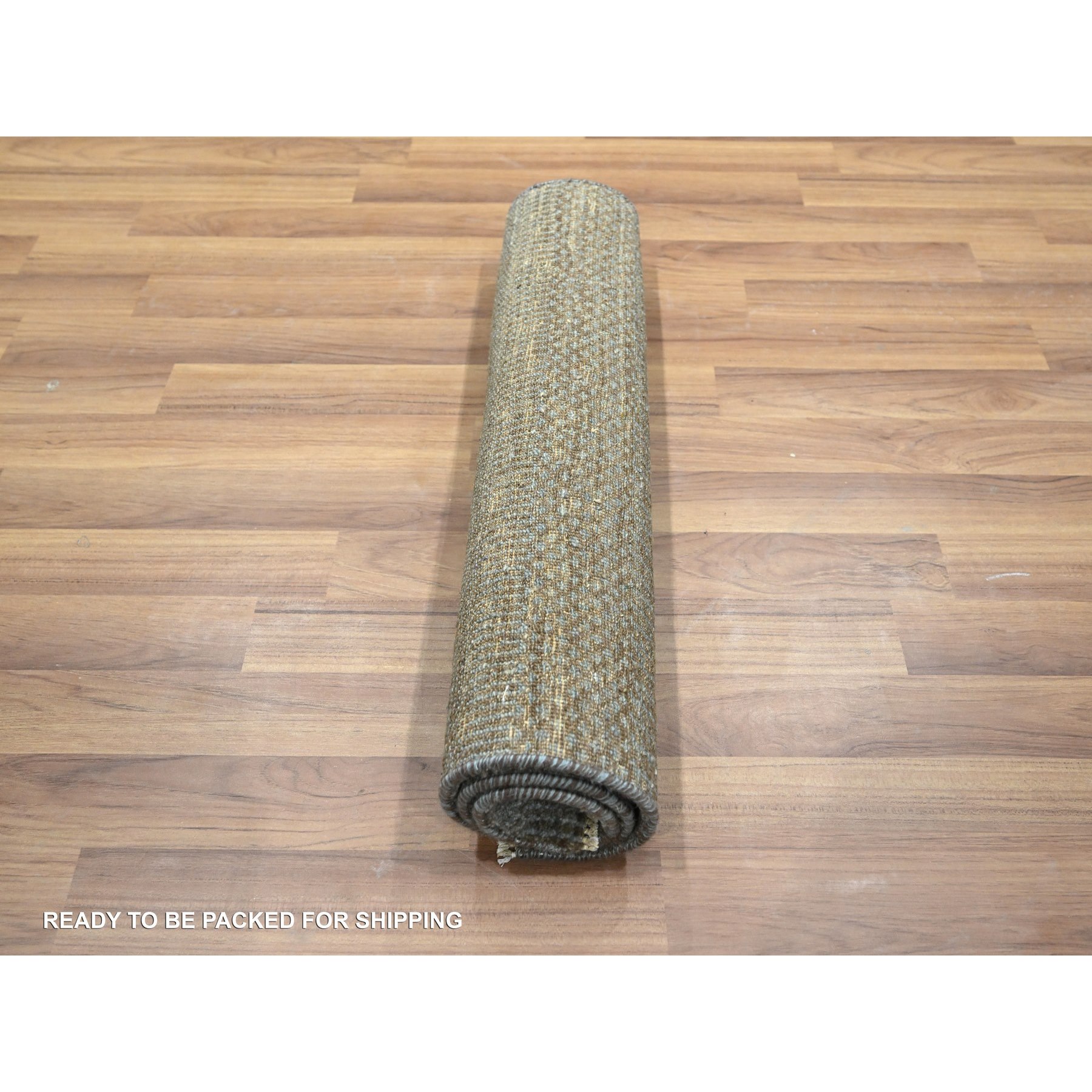 2'x3' Coffee Brown, Tone on Tone, Modern Grass Design, Hand Knotted, Undyed Natural Wool, Lush and Plush, Mat, Sample, Oriental Rug Sh76442