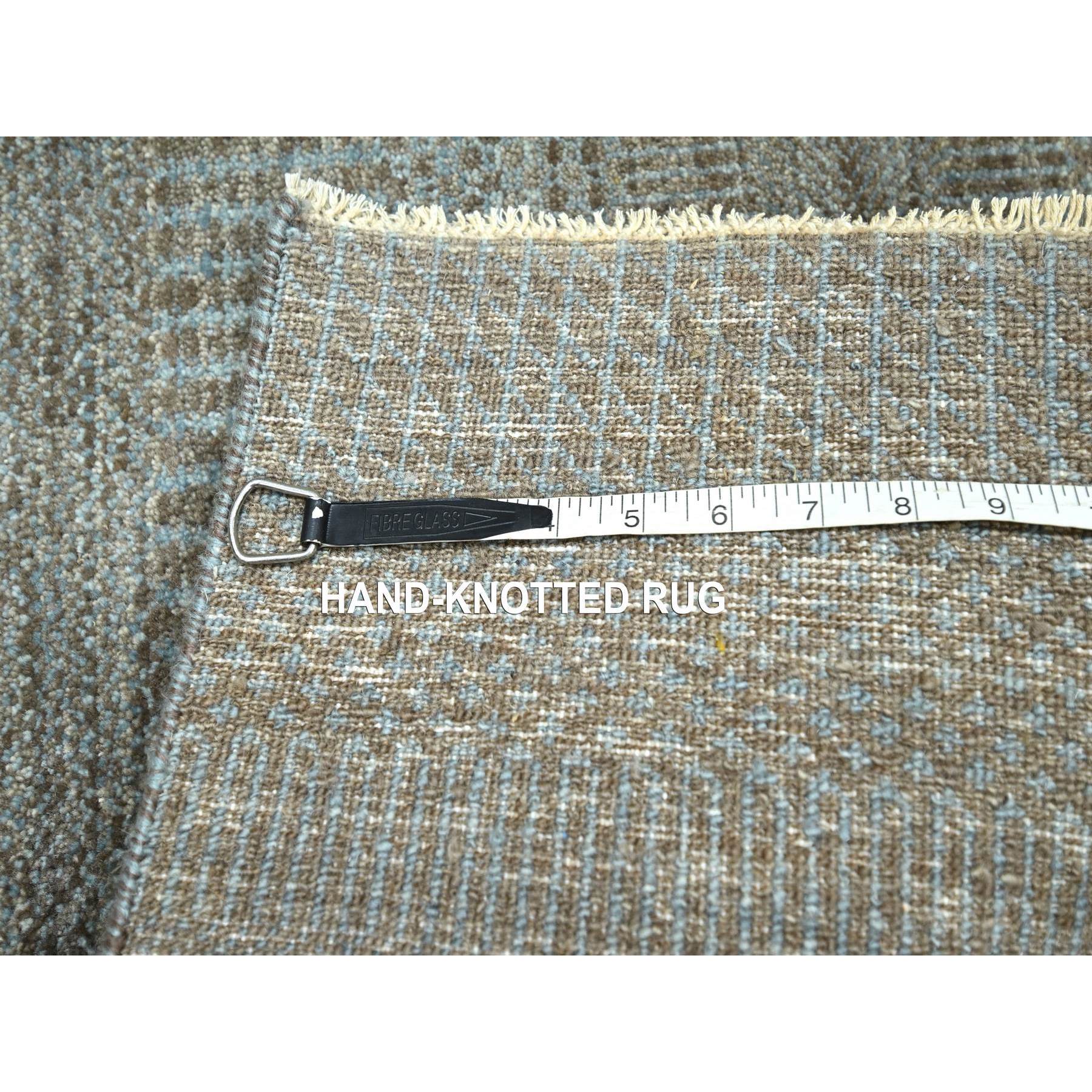 2'x3' Mocha Brown, Tone on Tone, Modern Grass Design, Hand Knotted, Undyed Natural Wool, Lush and Plush, Sample, Mat, Oriental Rug Sh76445