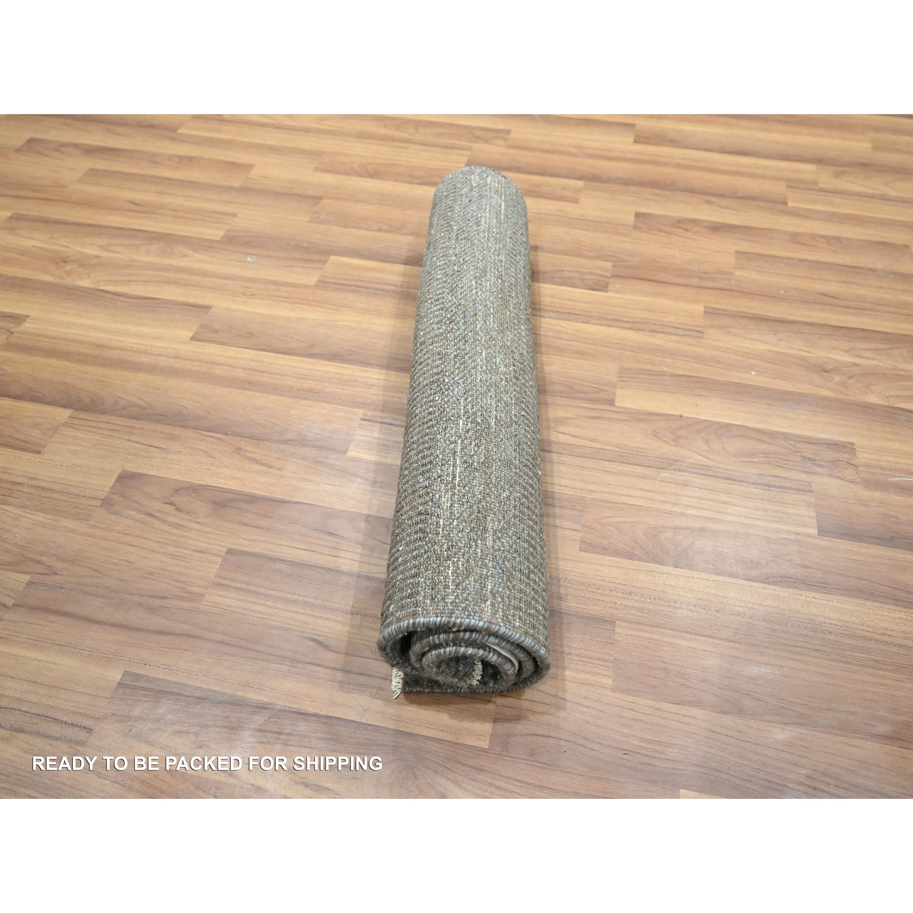 2'x3' Mocha Brown, Tone on Tone, Modern Grass Design, Hand Knotted, Undyed Natural Wool, Lush and Plush, Sample, Mat, Oriental Rug Sh76445