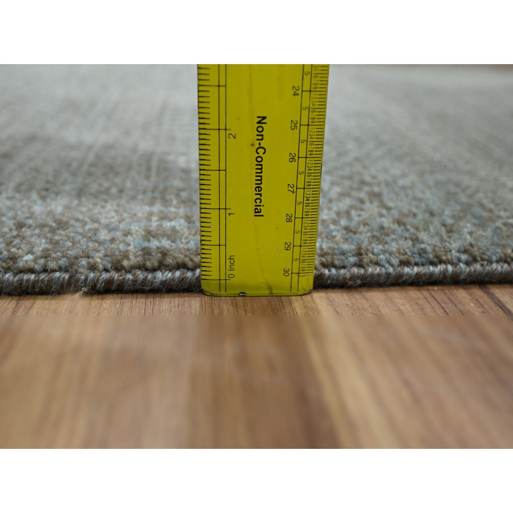 2'x3' Coffee Brown, Modern Grass Design, Hand Knotted, Undyed Natural Wool, Mat, Sample, Lush and Plush, Tone on Tone, Oriental Rug Sh76446