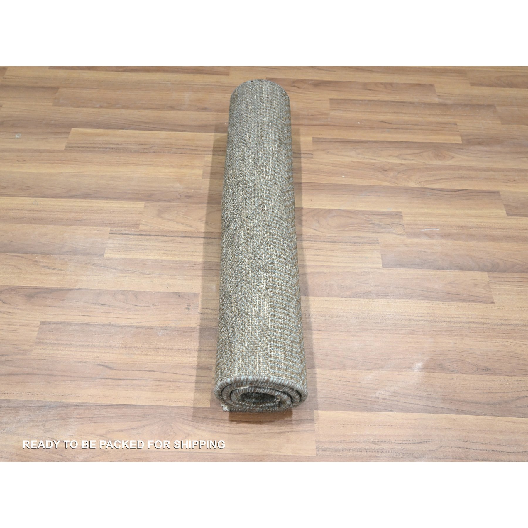 2'x3' Coffee Brown, Modern Grass Design, Hand Knotted, Undyed Natural Wool, Mat, Sample, Lush and Plush, Tone on Tone, Oriental Rug Sh76446