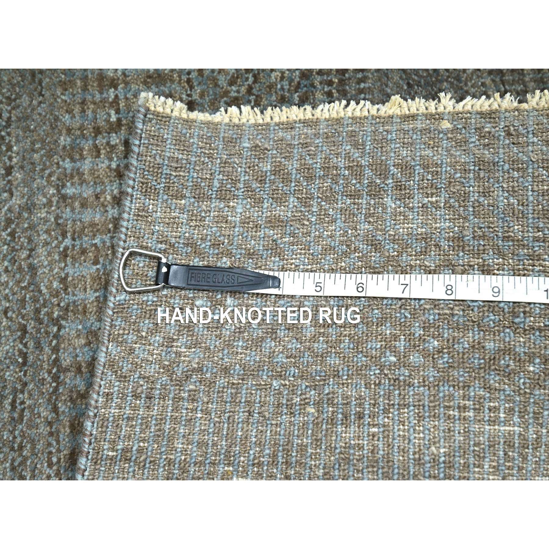 2'x3' Cedar Brown, Hand Knotted, Modern Grass Design, Undyed Natural Wool, Lush and Plush, Tone on Tone, Mat, Sample, Oriental Rug Sh76447