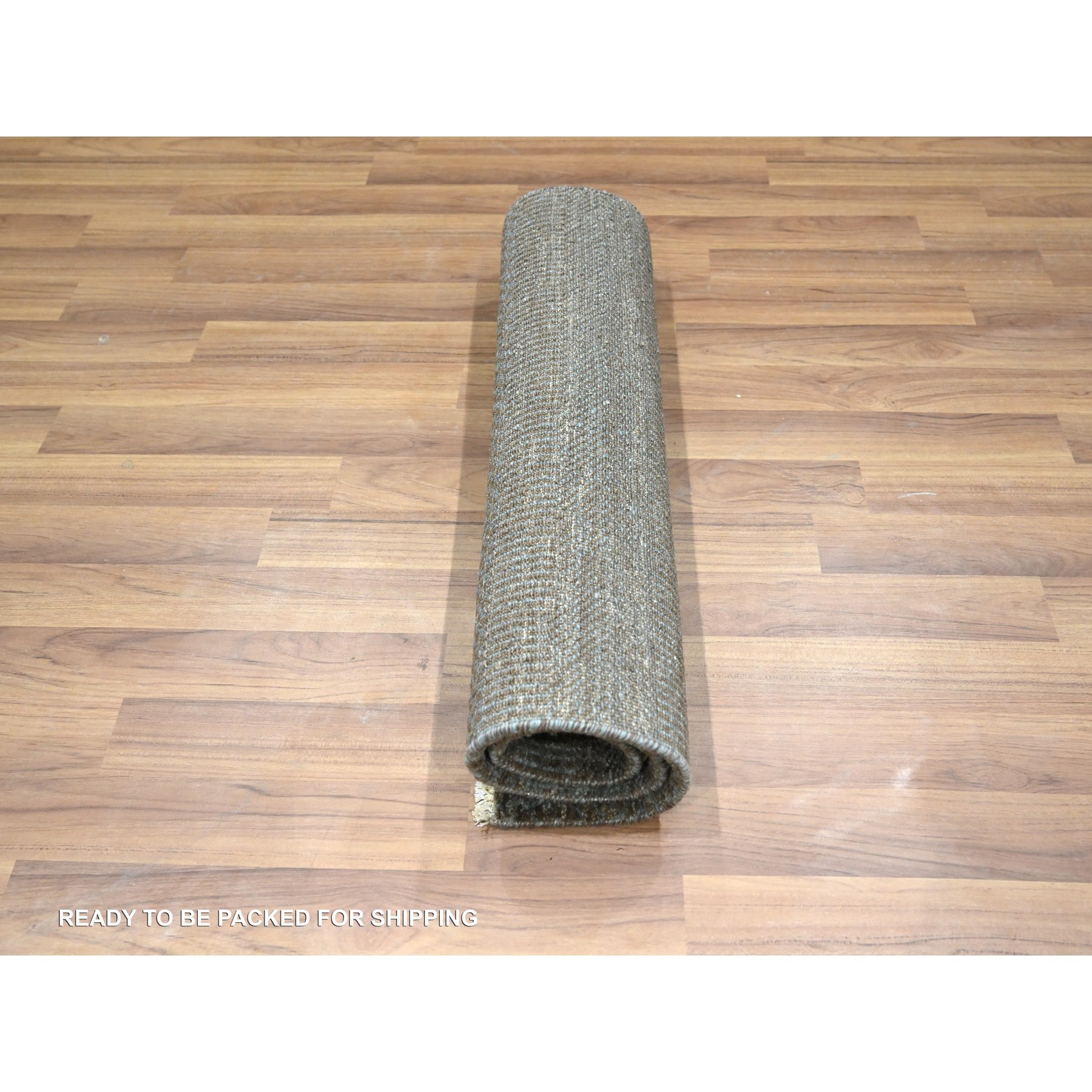 2'x3' Cedar Brown, Hand Knotted, Modern Grass Design, Undyed Natural Wool, Lush and Plush, Tone on Tone, Mat, Sample, Oriental Rug Sh76447