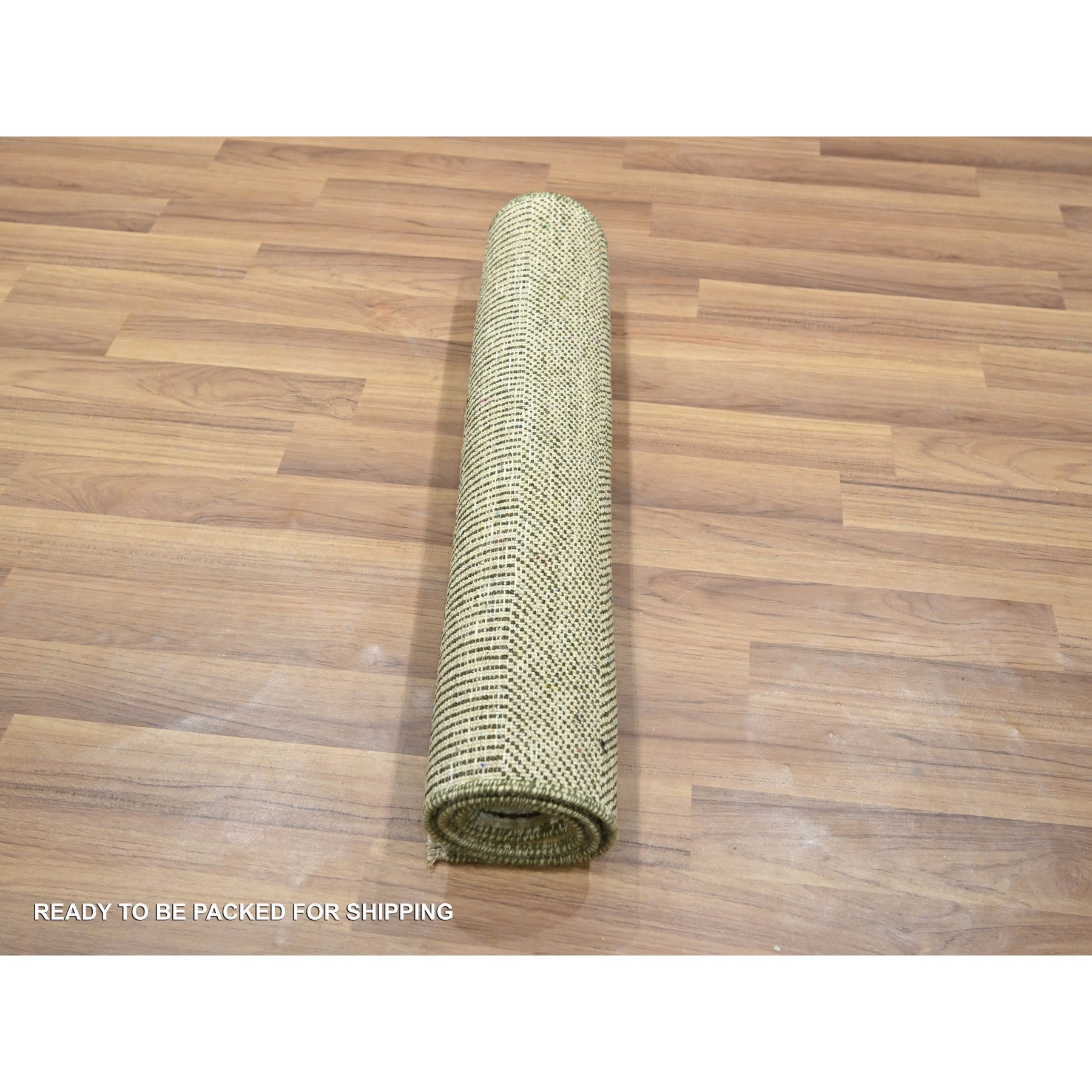 2'x3' Beige, Modern Grass Design, Hand Knotted, Tone on Tone, Wool with touch of Silk, Lush and Plush, Mat, Sample, Oriental Rug Sh76449